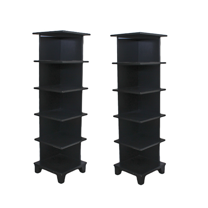 Pair Wood Veneer Corner Shelves