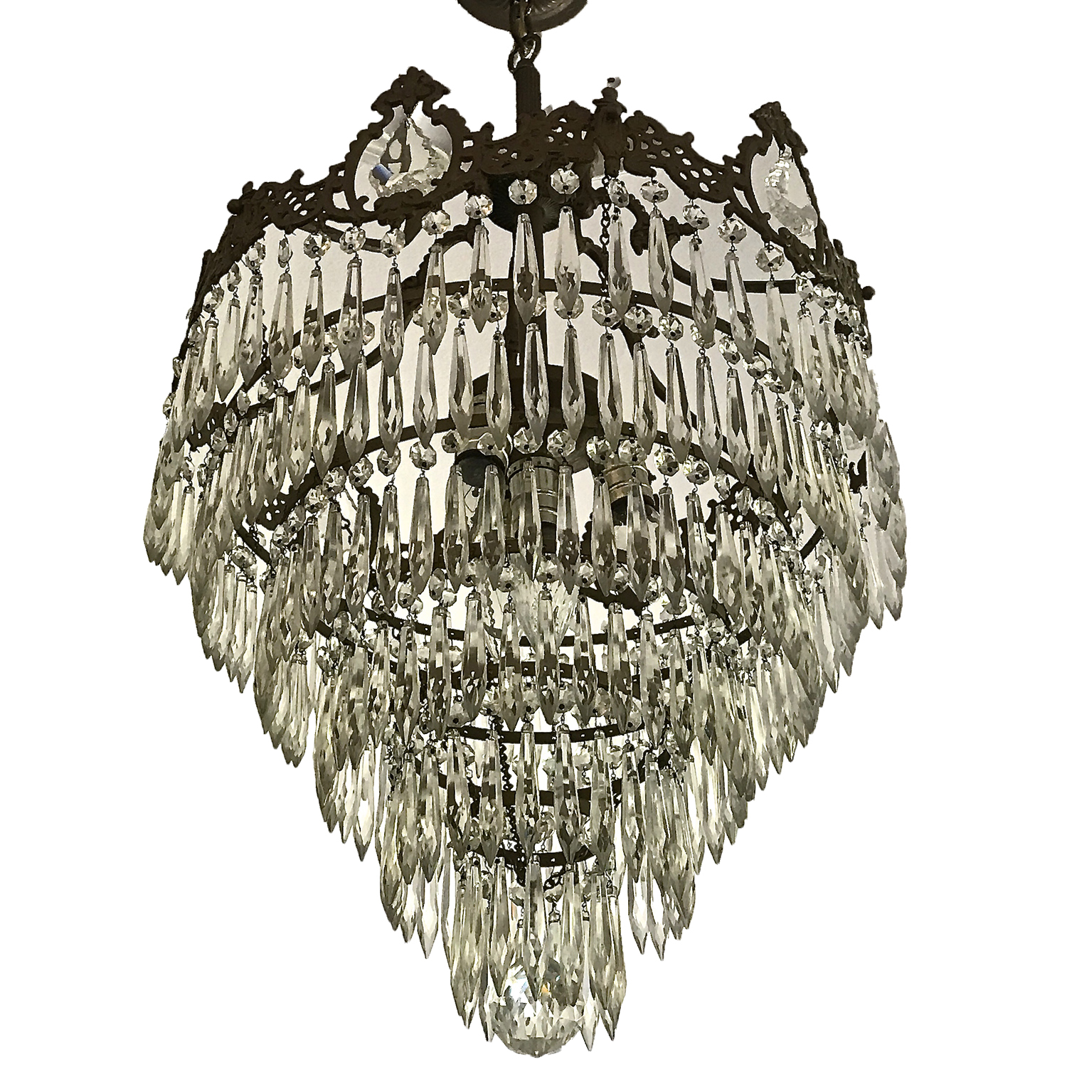 Chandelier with Hanging Glass Prisms