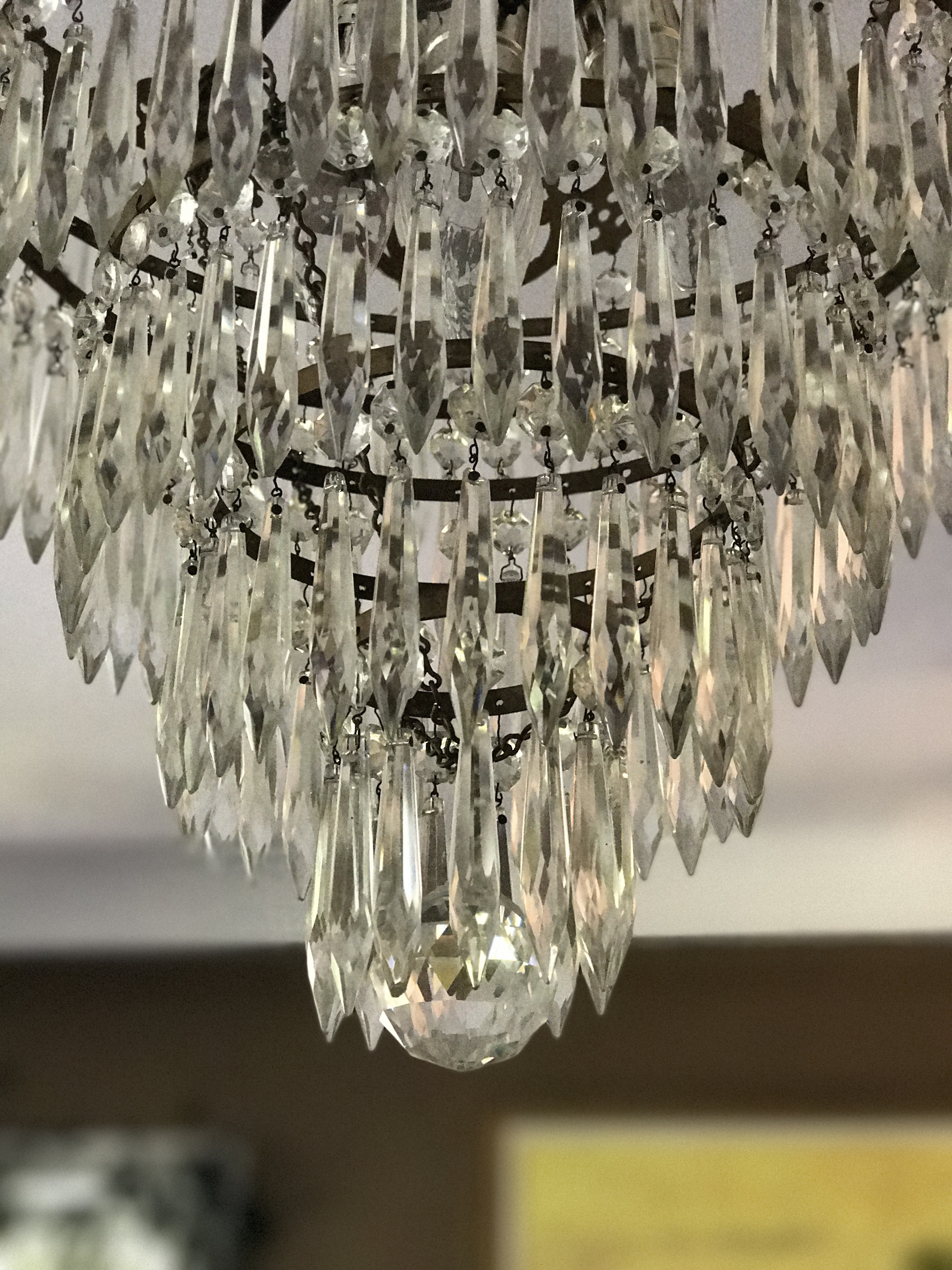 Chandelier with Hanging Glass Prisms