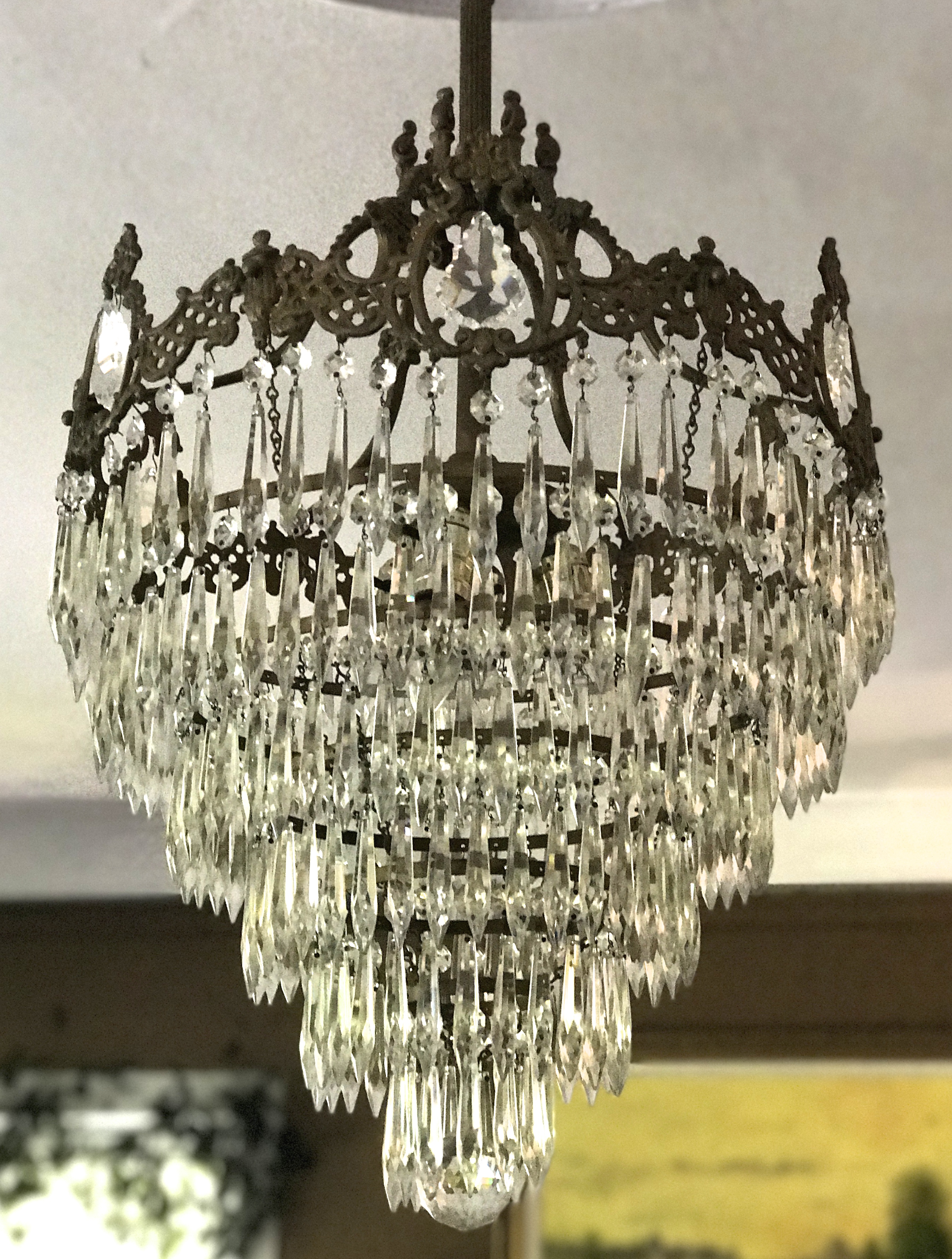 Chandelier with Hanging Glass Prisms
