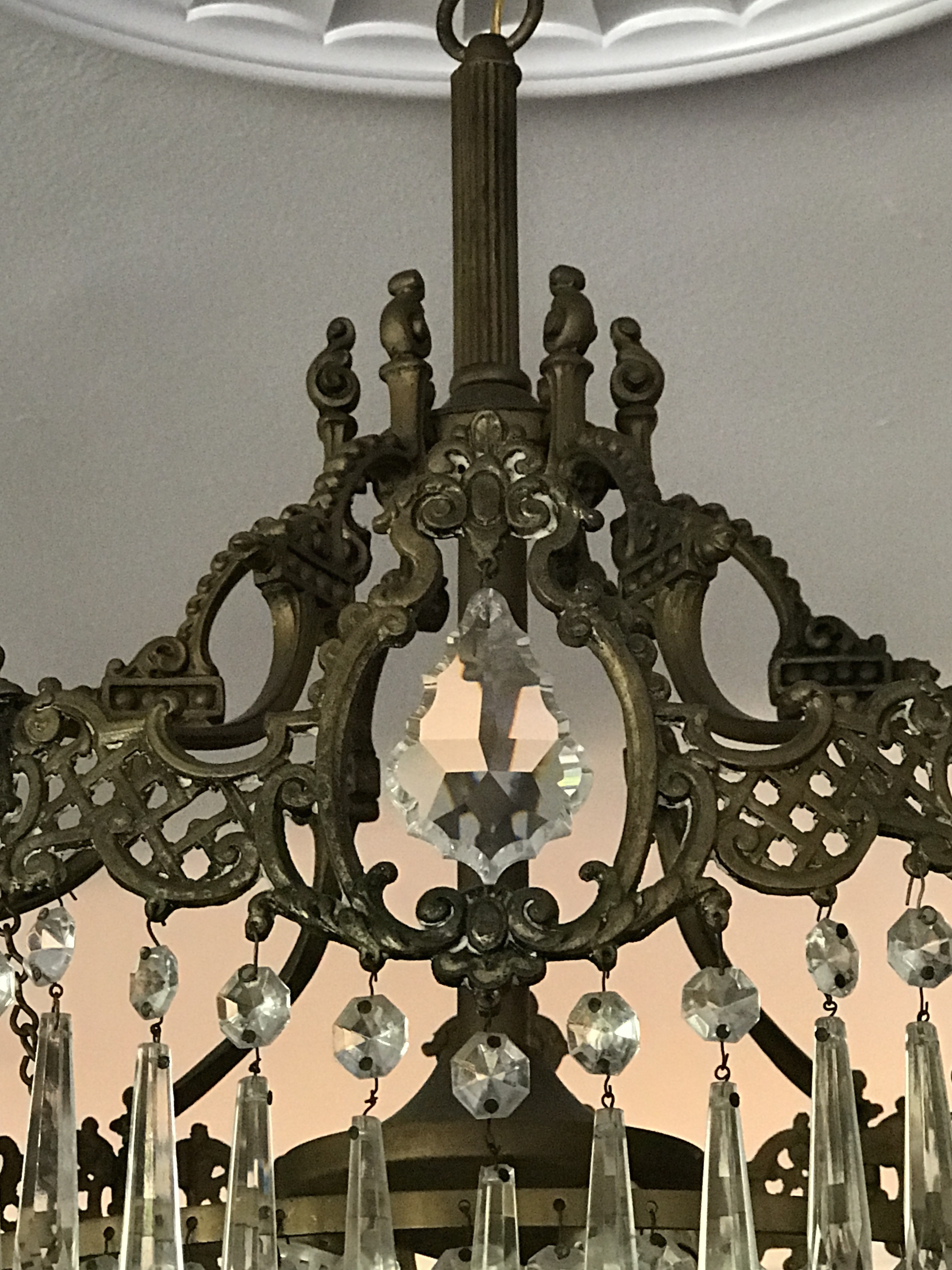 Chandelier with Hanging Glass Prisms