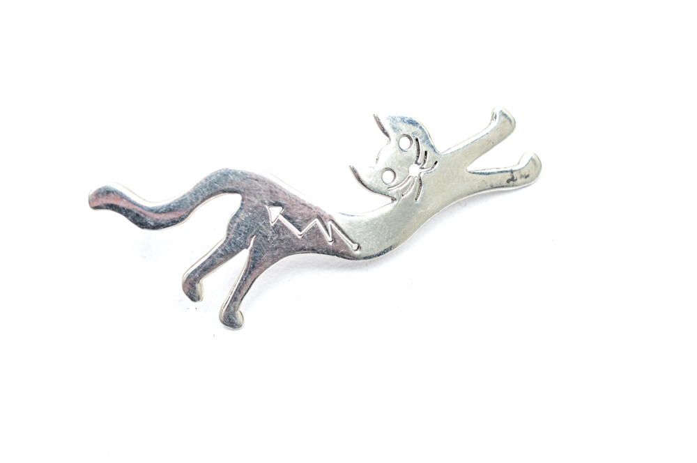 Sterling Silver and Brass Cat Themed Jewelry Set