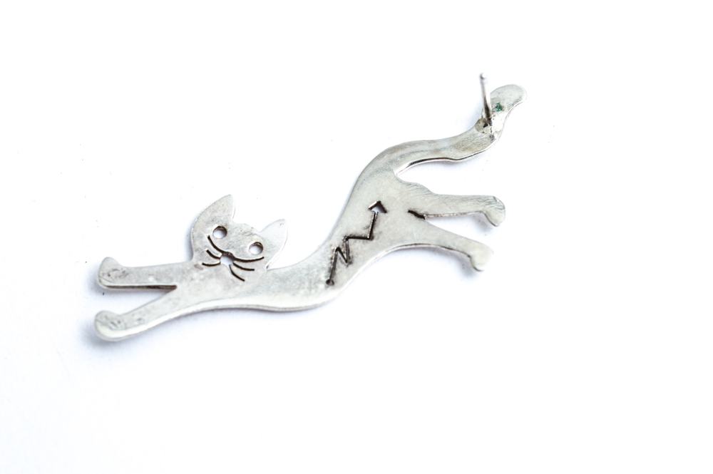 Sterling Silver and Brass Cat Themed Jewelry Set