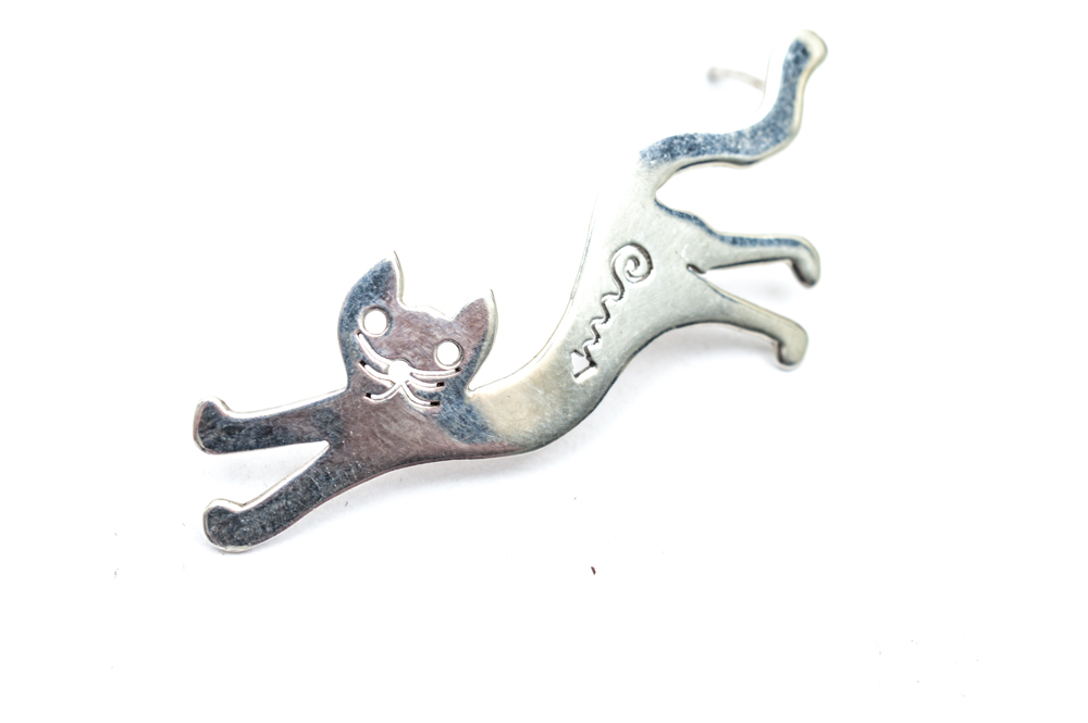 Sterling Silver and Brass Cat Themed Jewelry Set