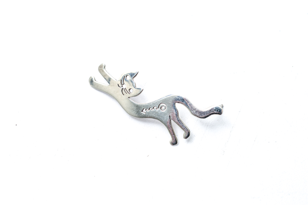 Sterling Silver and Brass Cat Themed Jewelry Set