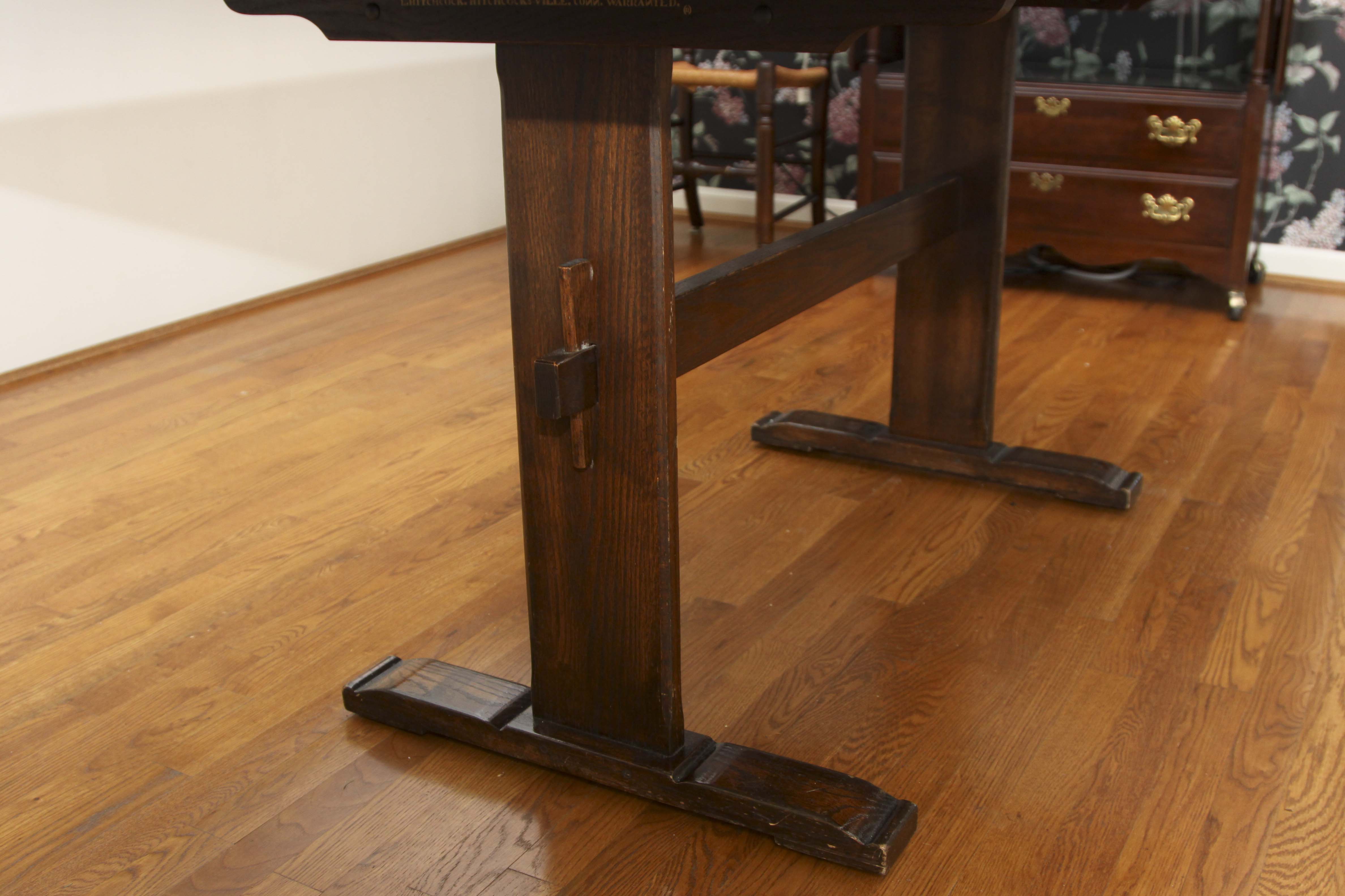 Vintage Trestle Table and Four Ladderback Chairs.