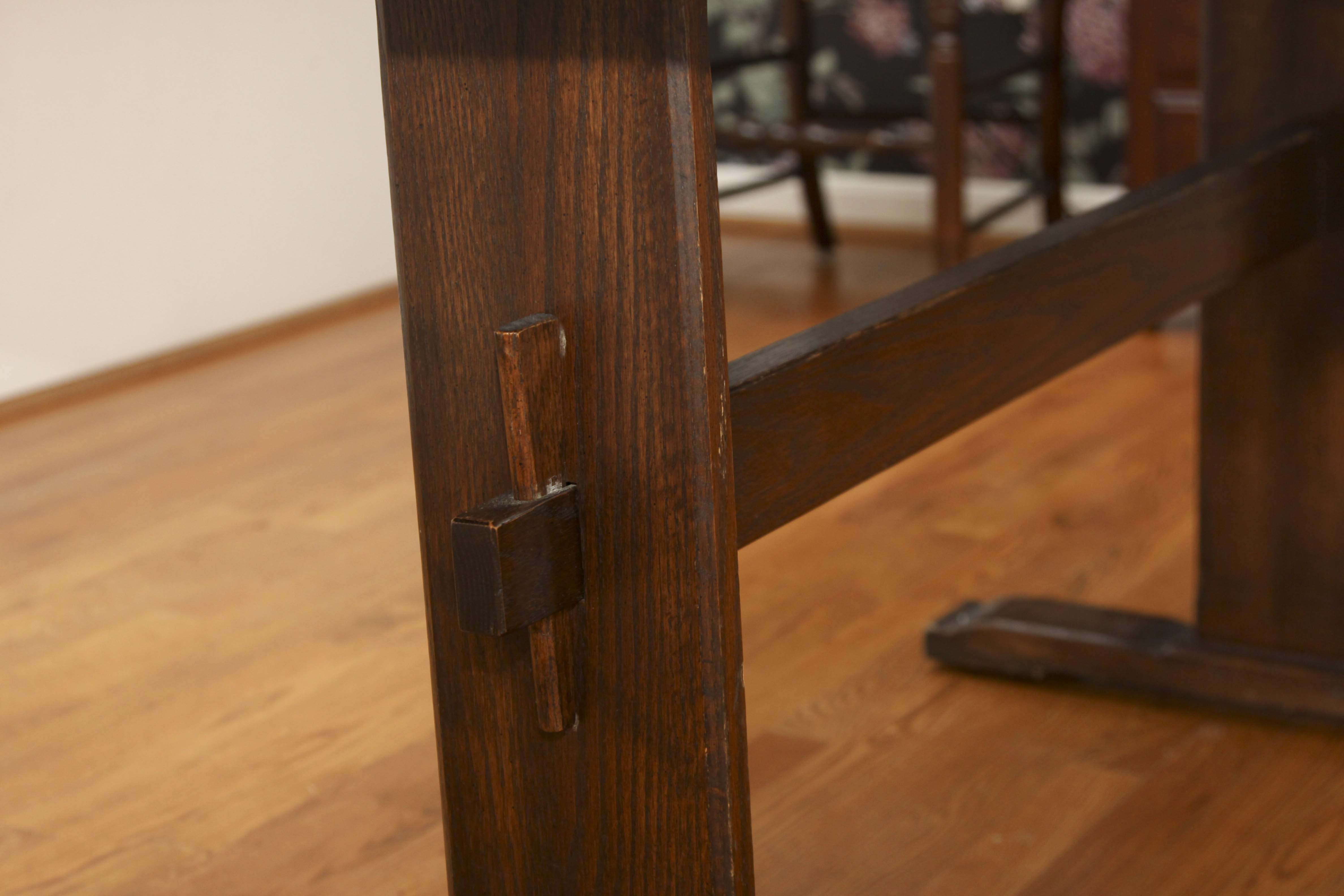 Vintage Trestle Table and Four Ladderback Chairs.