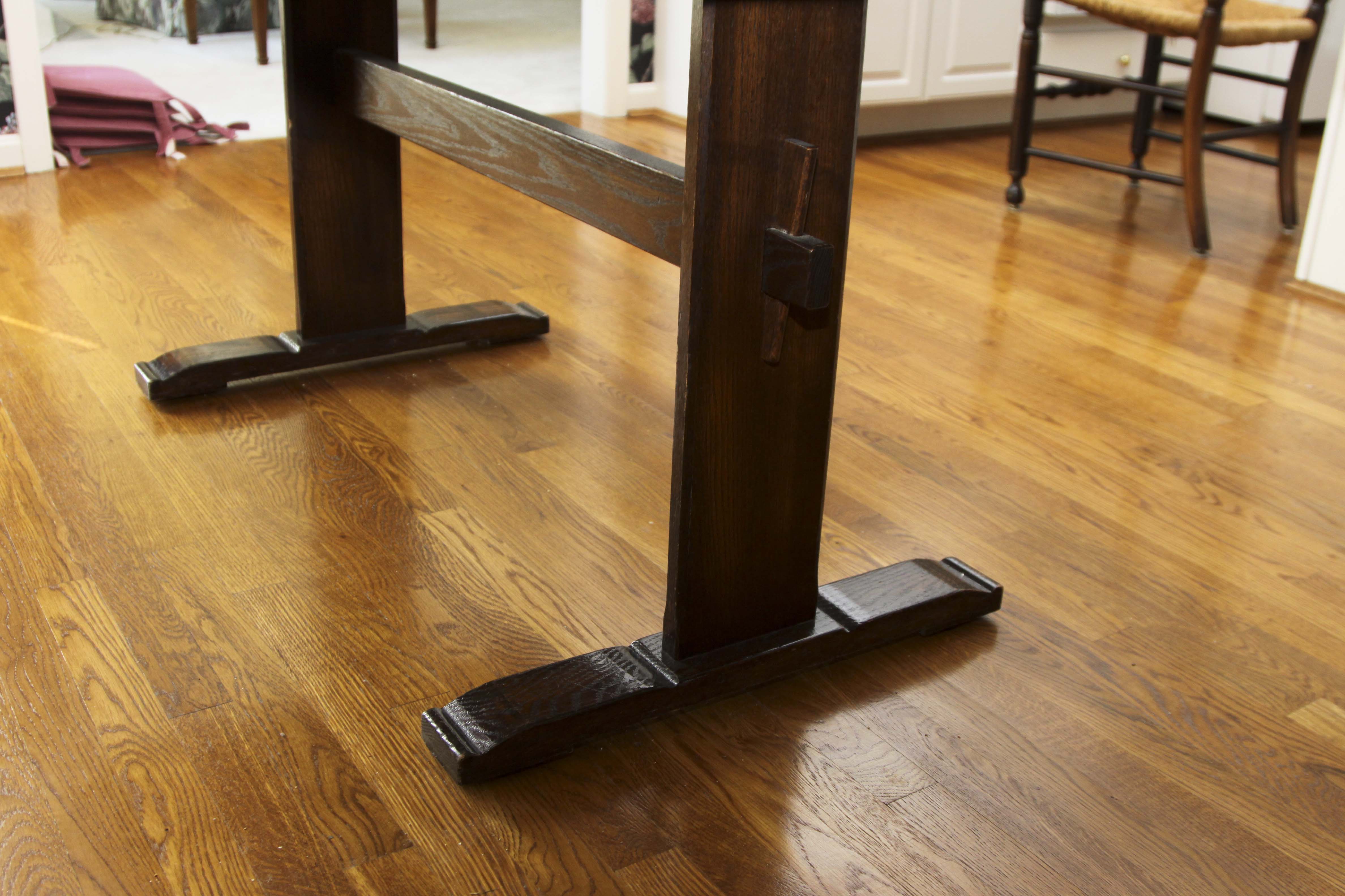 Vintage Trestle Table and Four Ladderback Chairs.