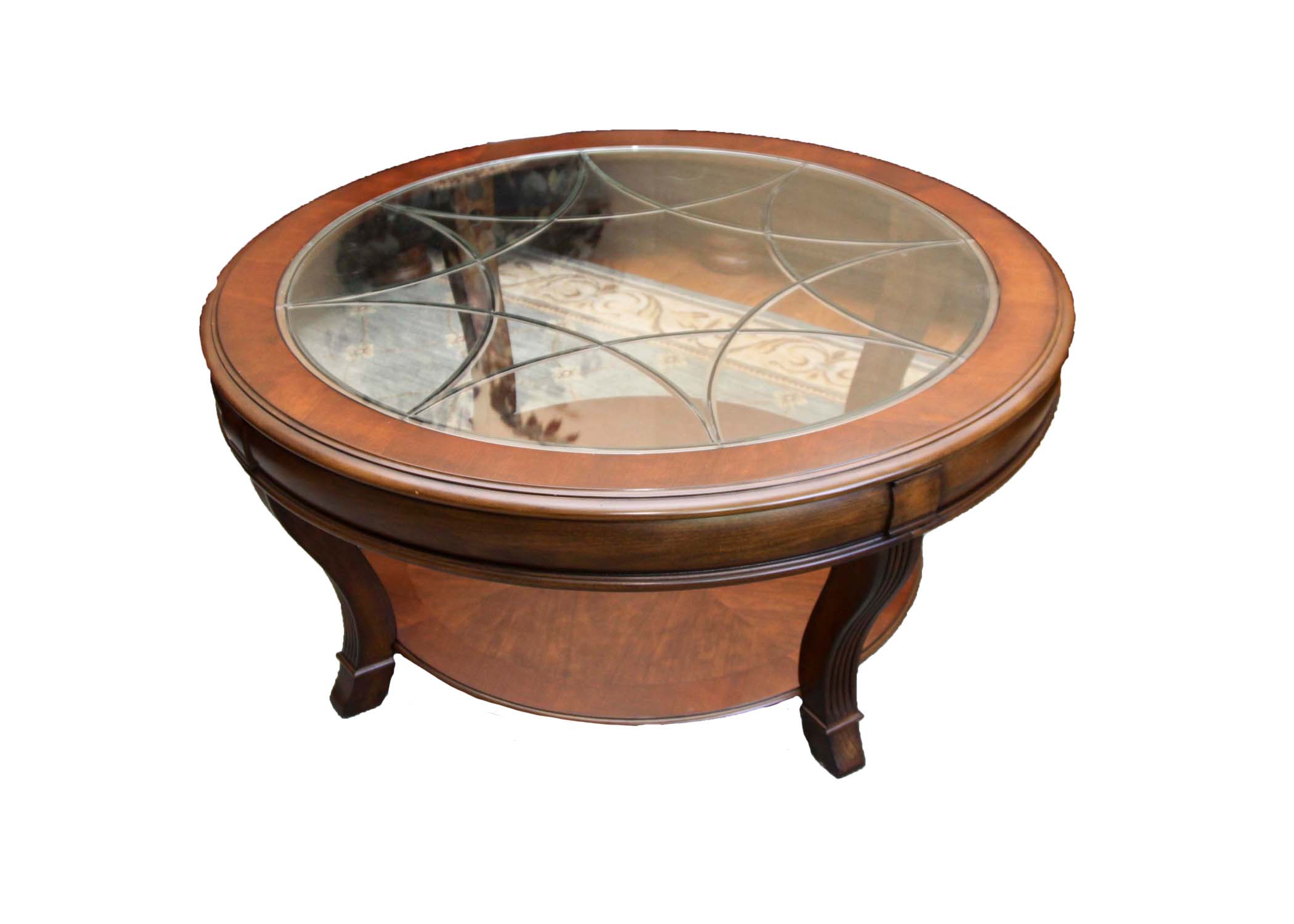 Round Beveled Glass Top Coffee Table