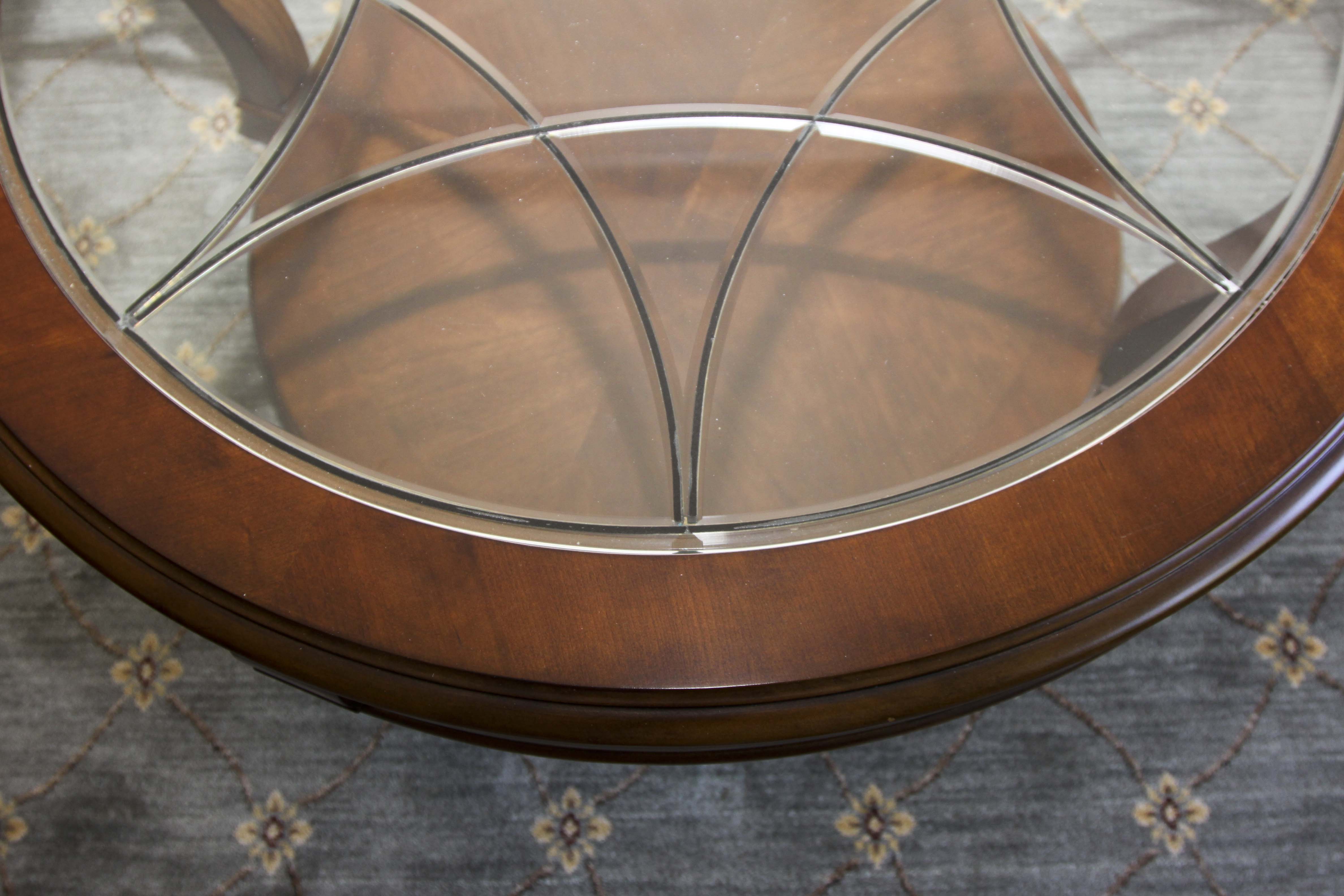 Round Beveled Glass Top Coffee Table