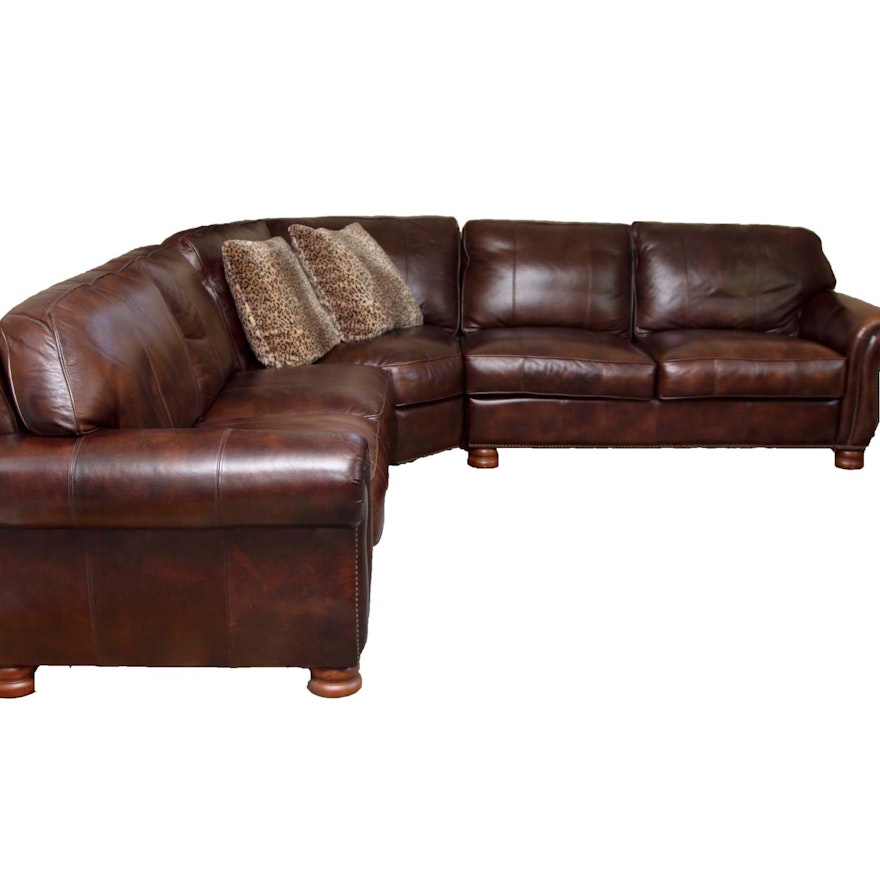 Thomasville Brown Leather Sectional Sofa