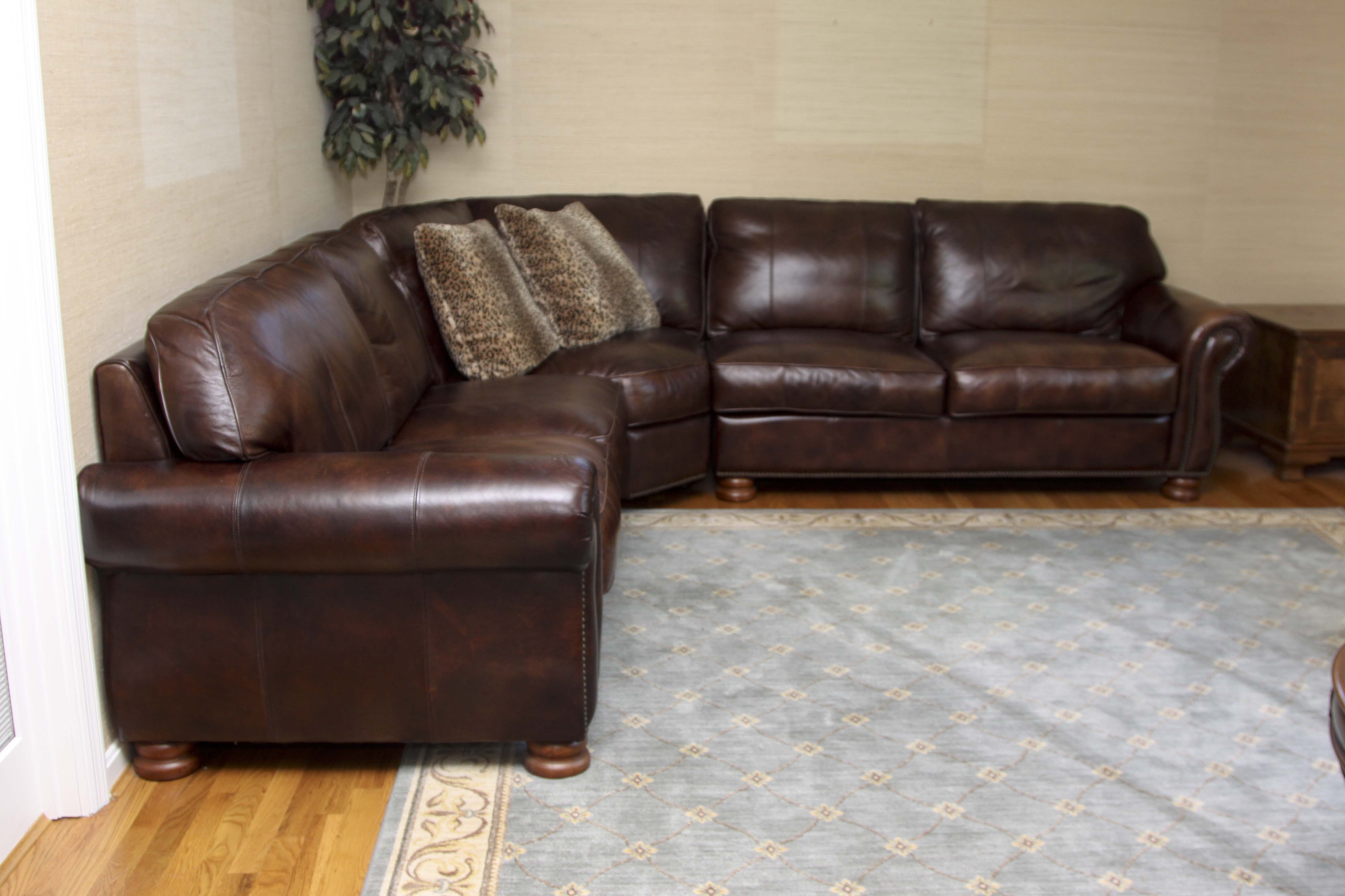 Thomasville Brown Leather Sectional Sofa