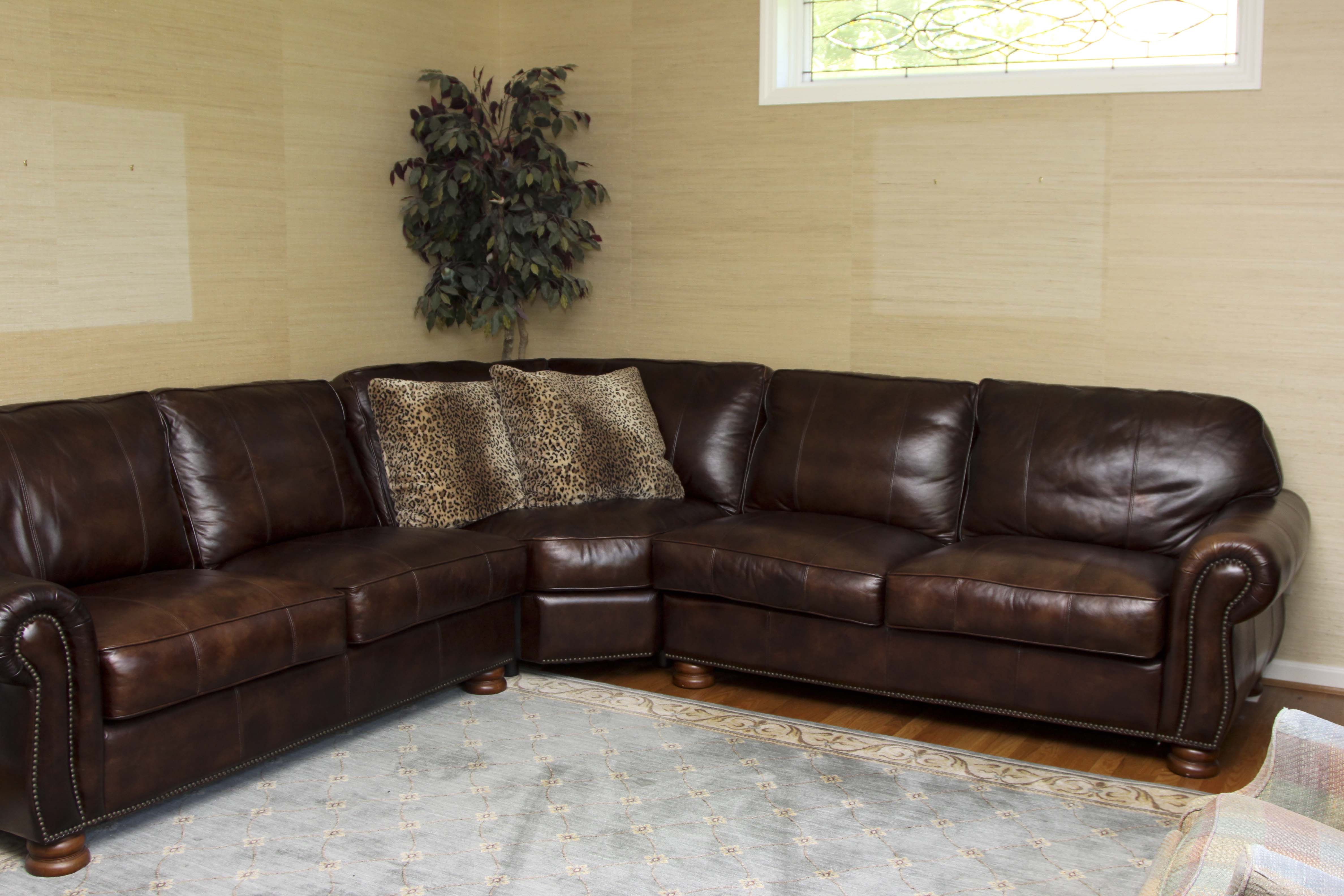 Thomasville Brown Leather Sectional Sofa