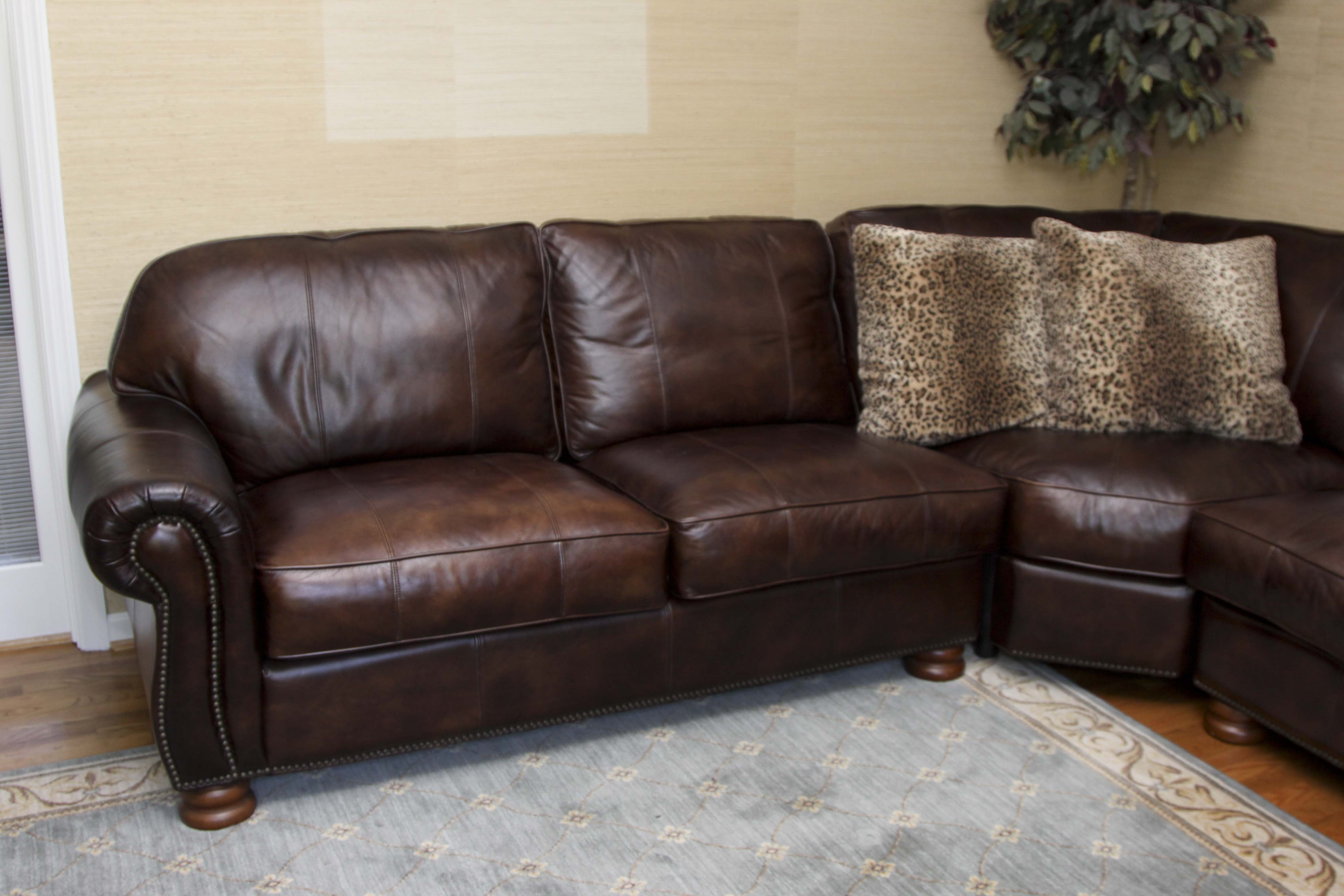 Thomasville Brown Leather Sectional Sofa