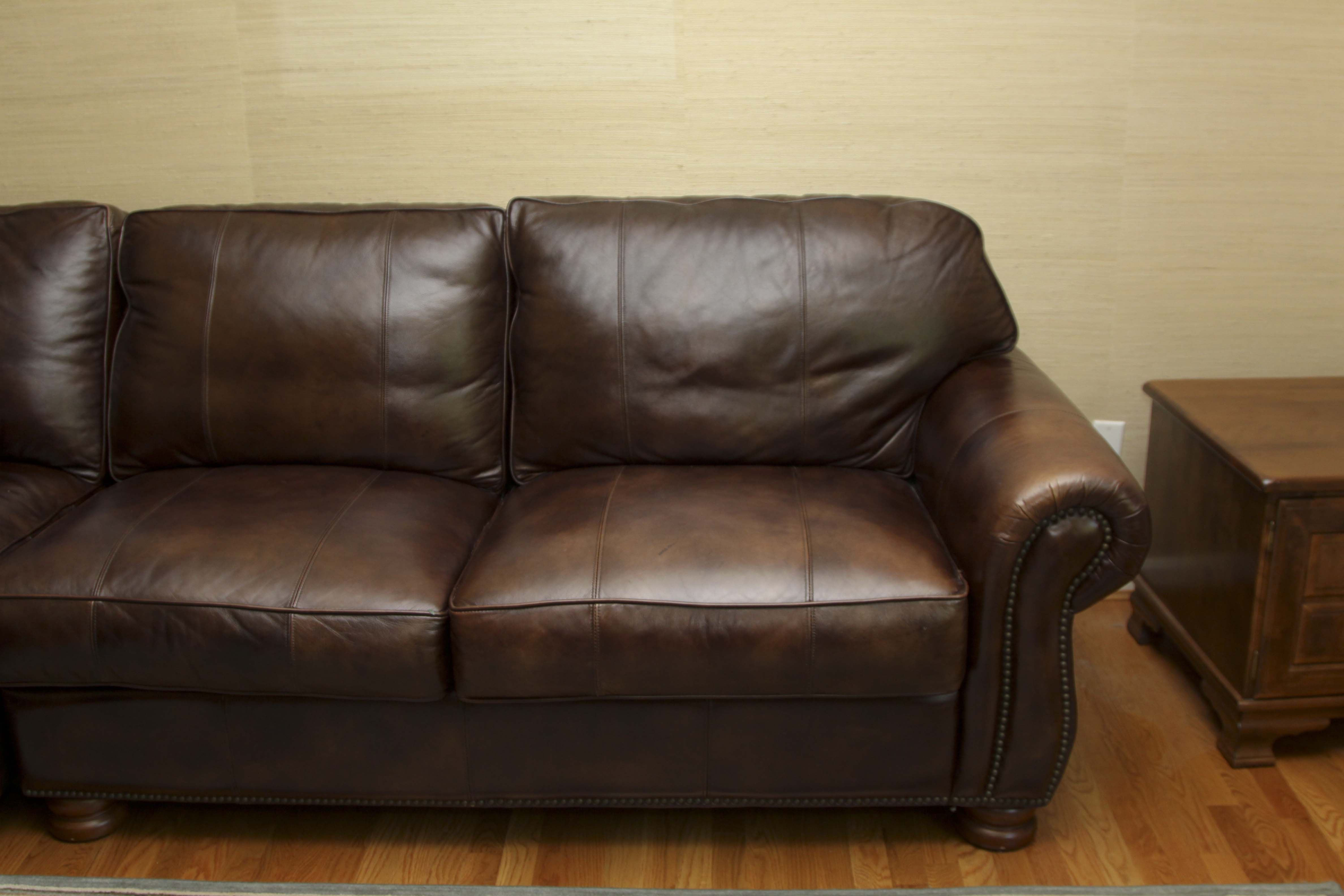 Thomasville Brown Leather Sectional Sofa