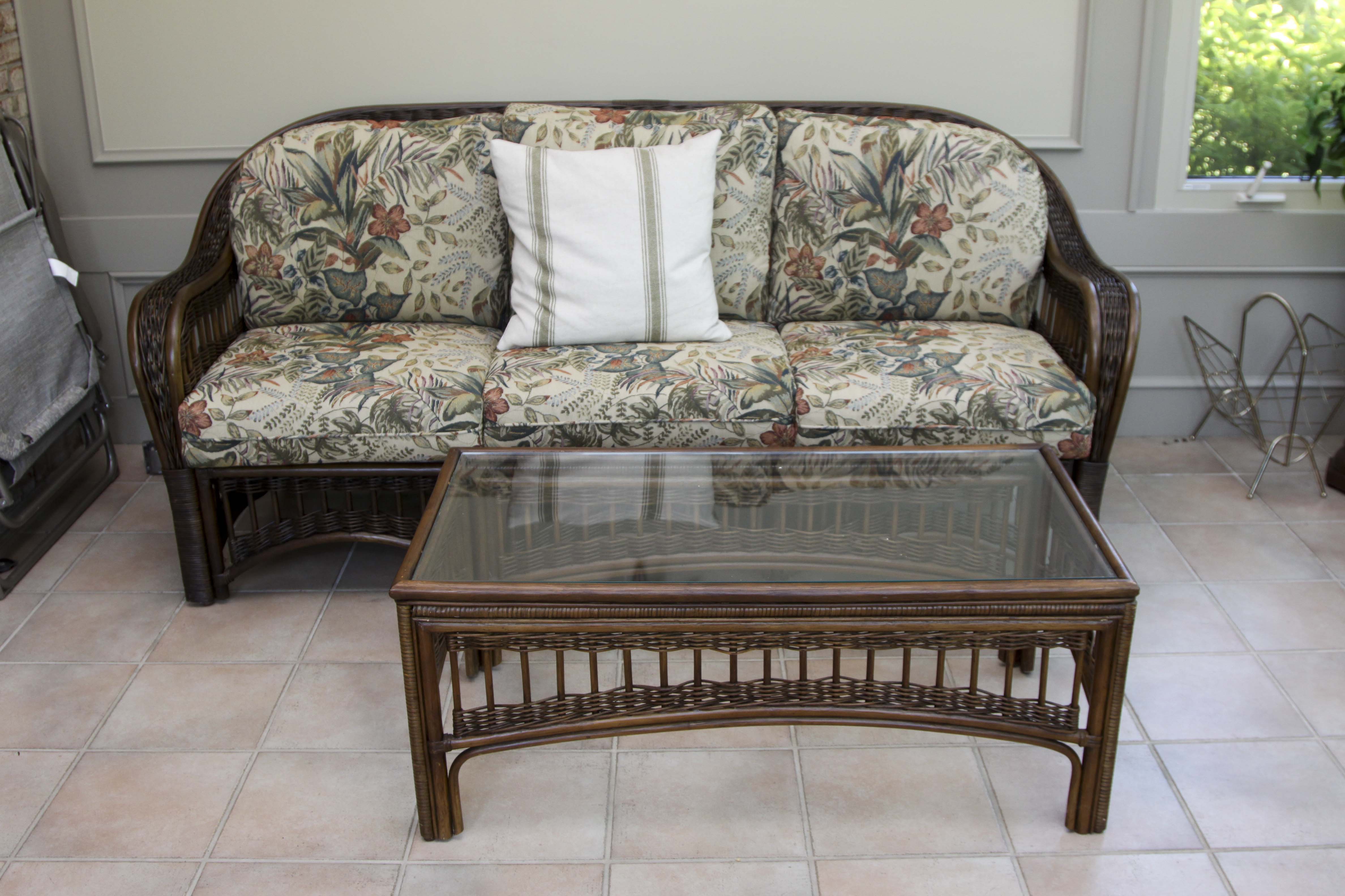 Wicker Sofa and Coffee Table