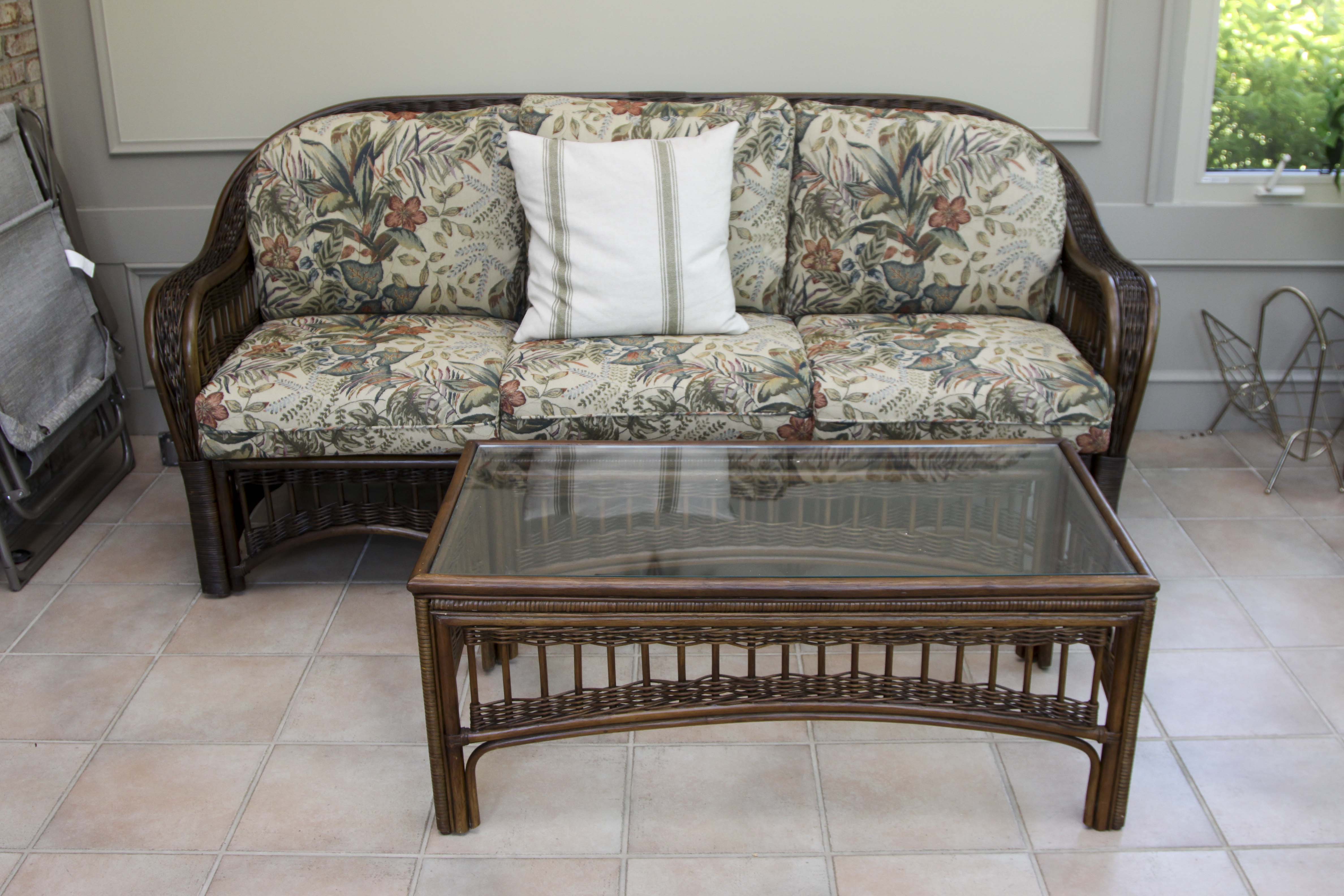 Wicker Sofa and Coffee Table