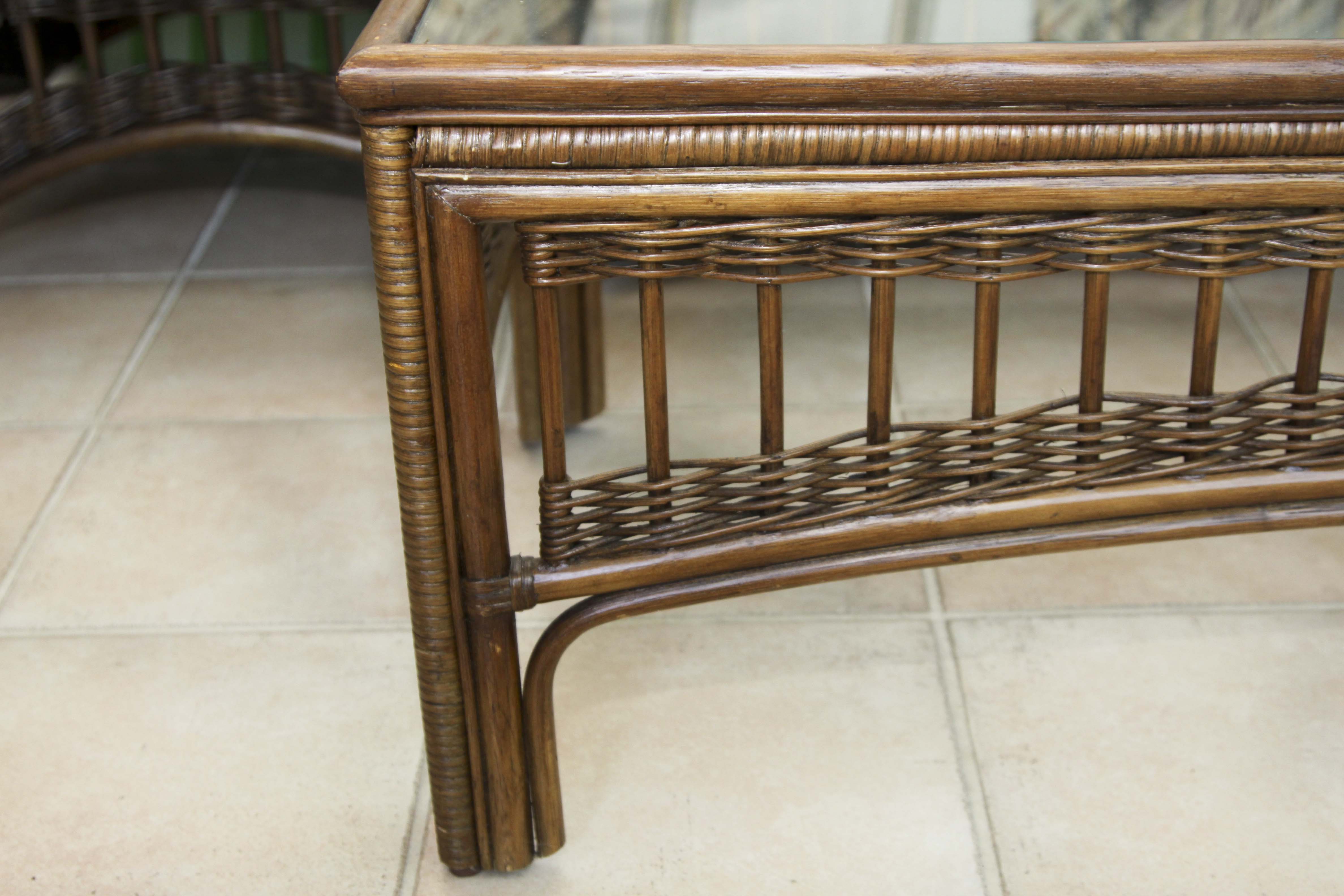 Wicker Sofa and Coffee Table