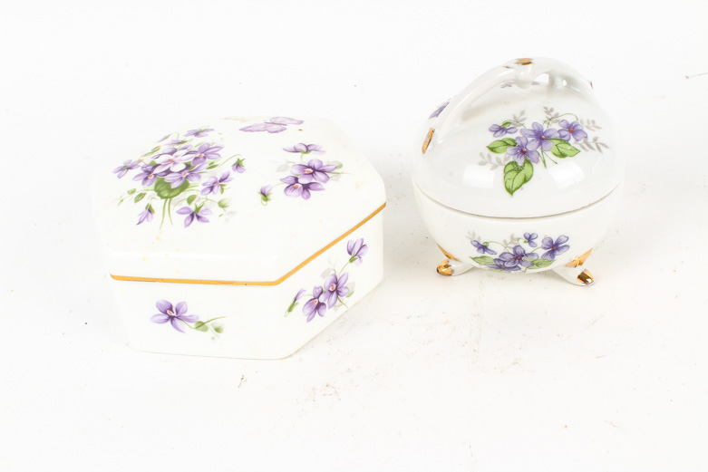 Violet-Themed Fine China Tableware