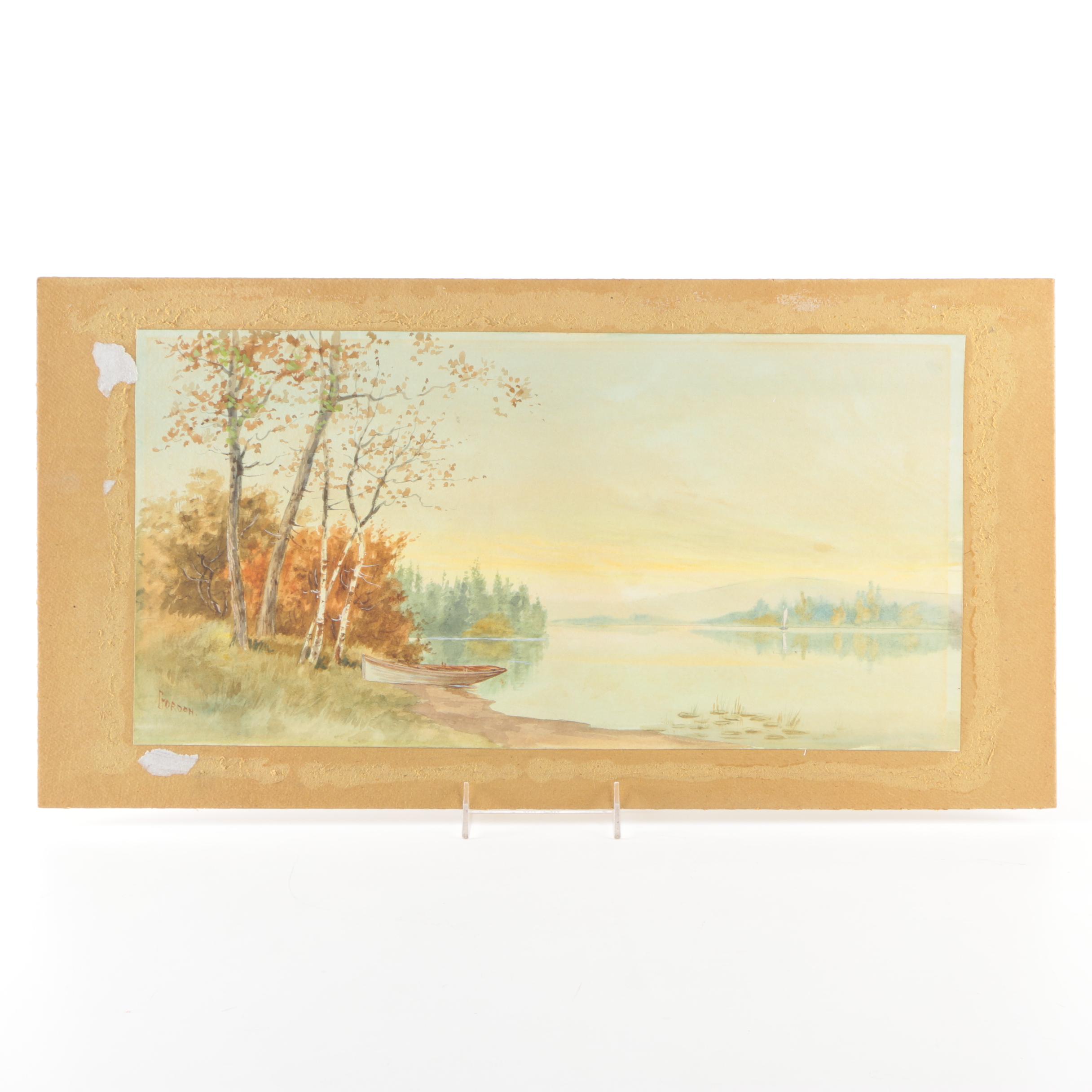 Gordon Watercolor and Gouache Painting of Landscape