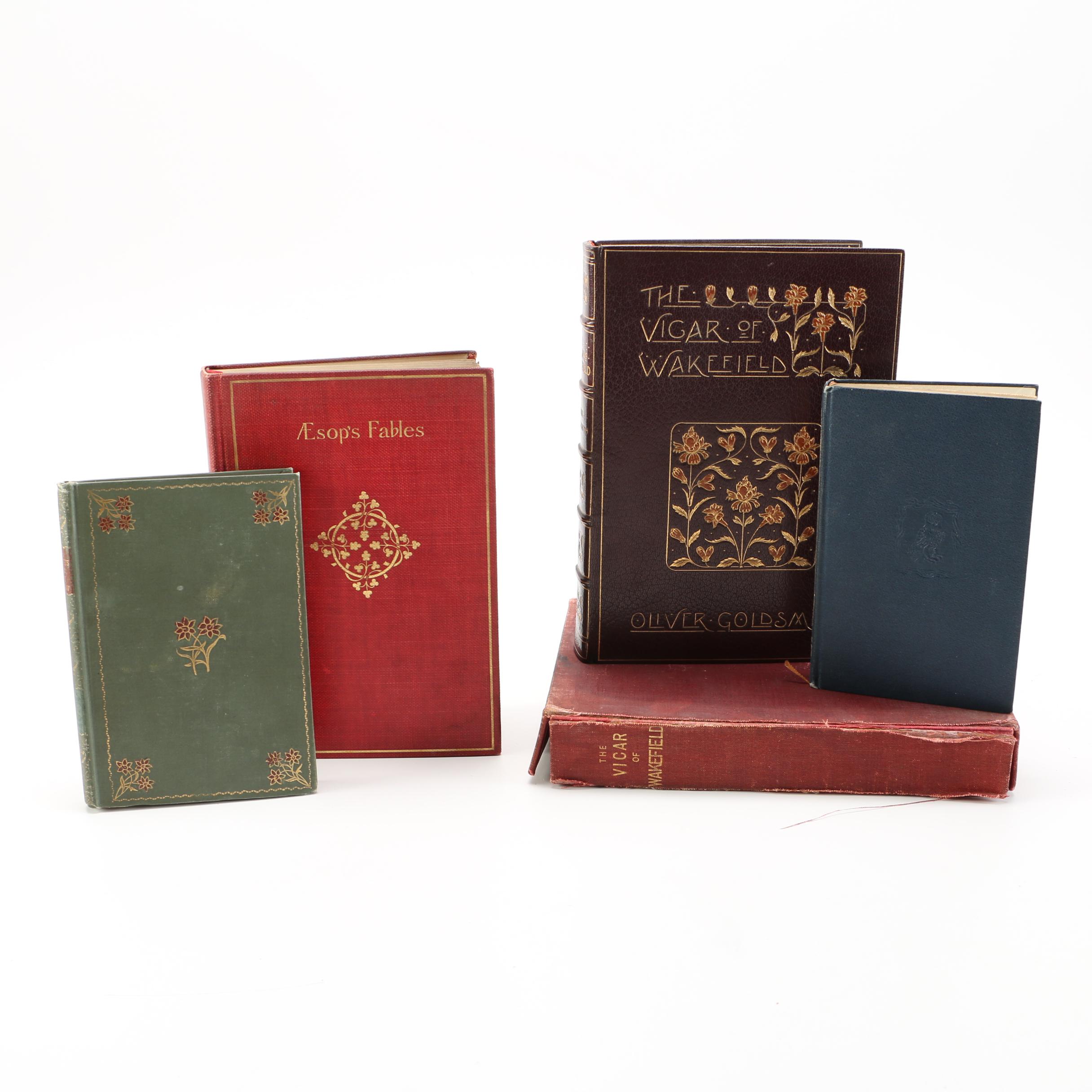 Antique Books Featuring 1843 Illustrated "The Vicar of Wakefield"