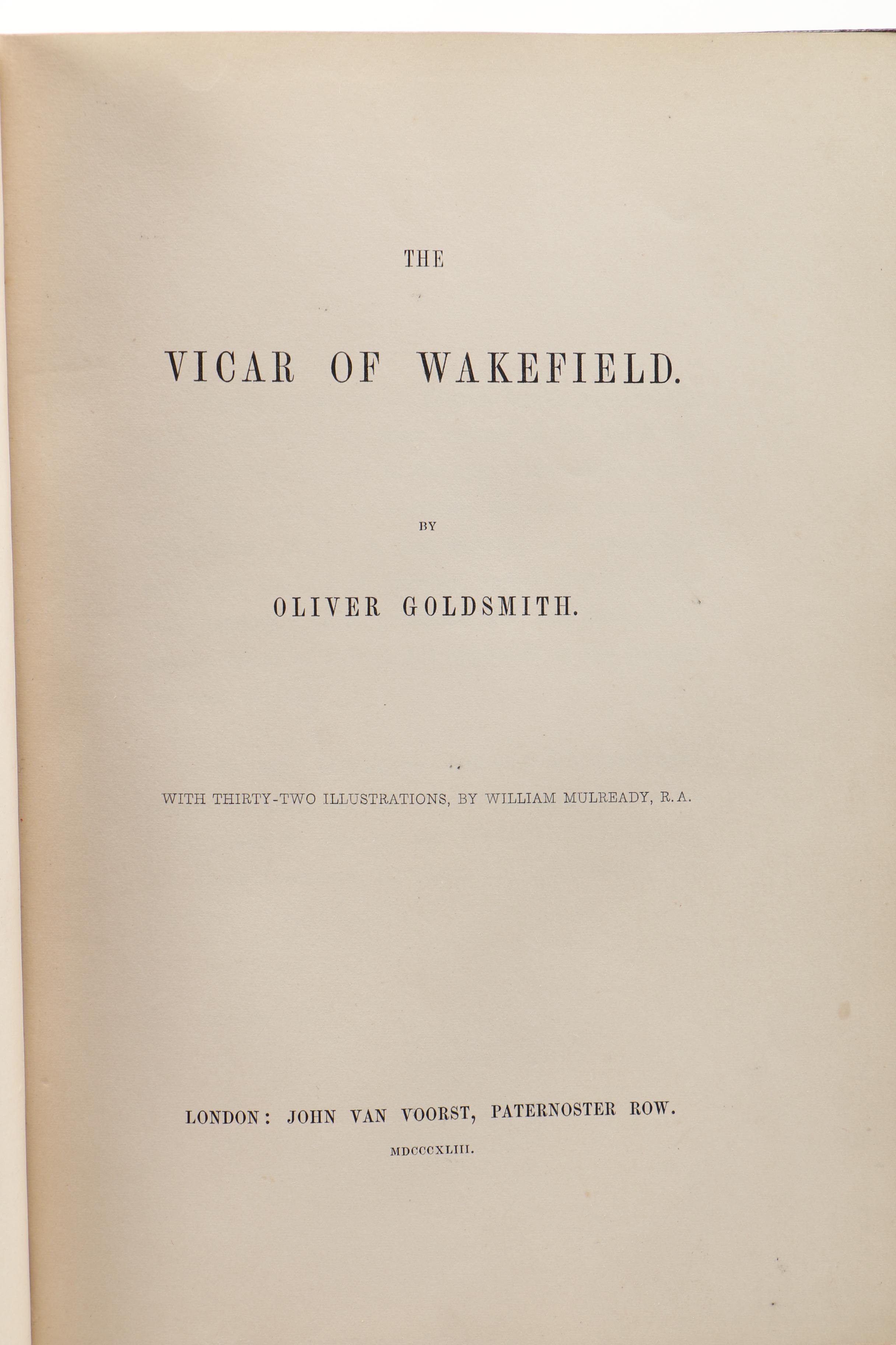 Antique Books Featuring 1843 Illustrated "The Vicar of Wakefield"