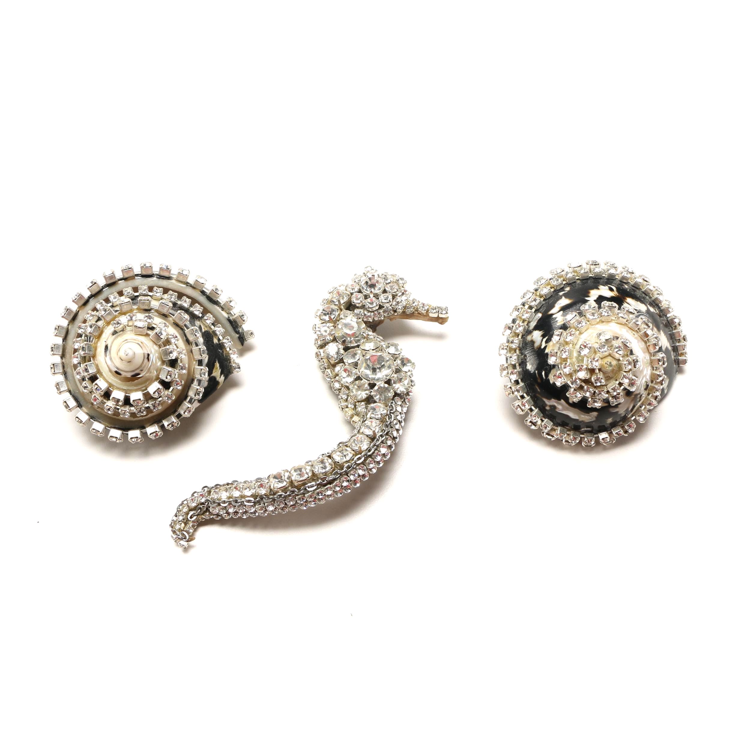 Ferrare With Company Rhinestone Encrusted Shells and Seahorse