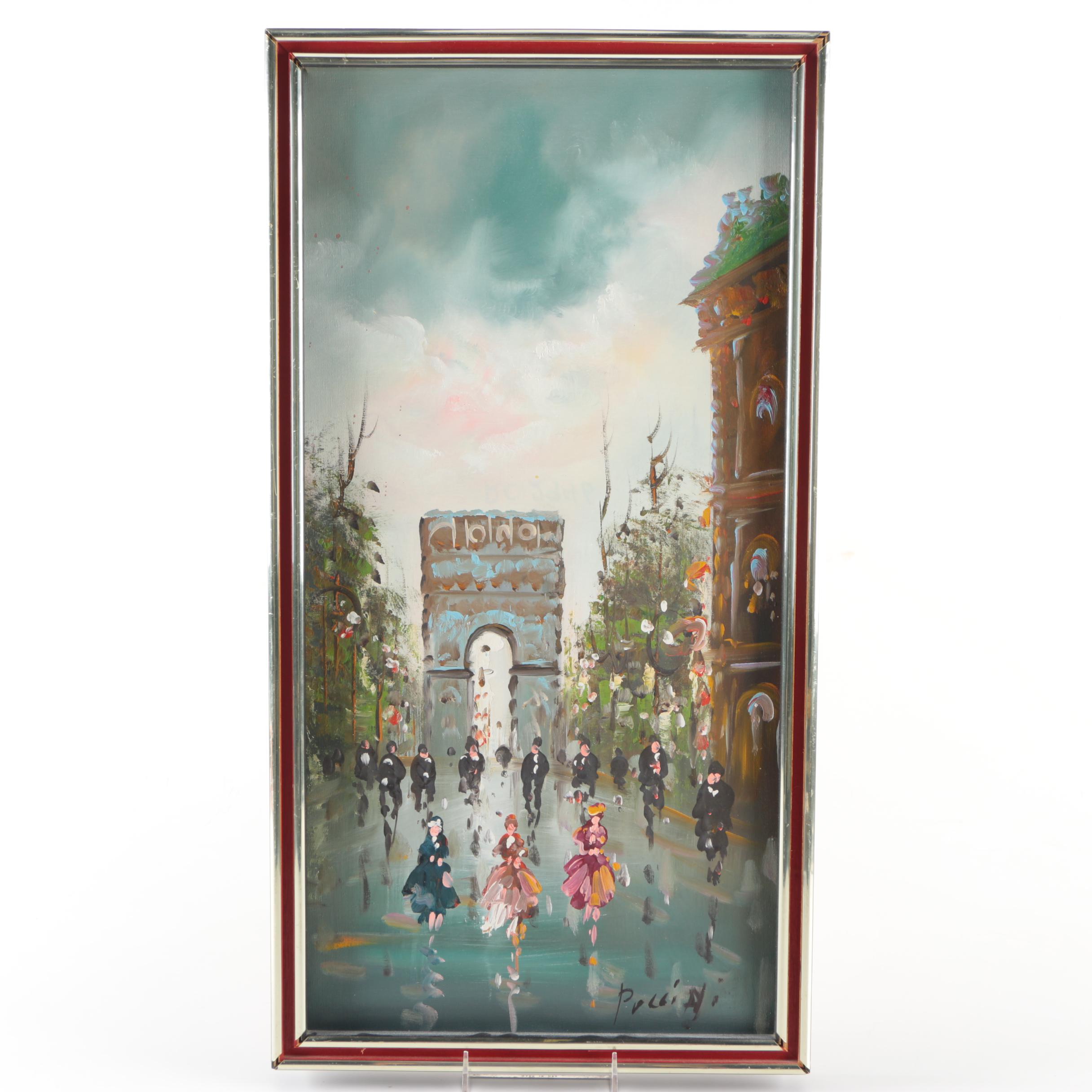 Puccini Oil Painting on Canvas of Parisian Scene