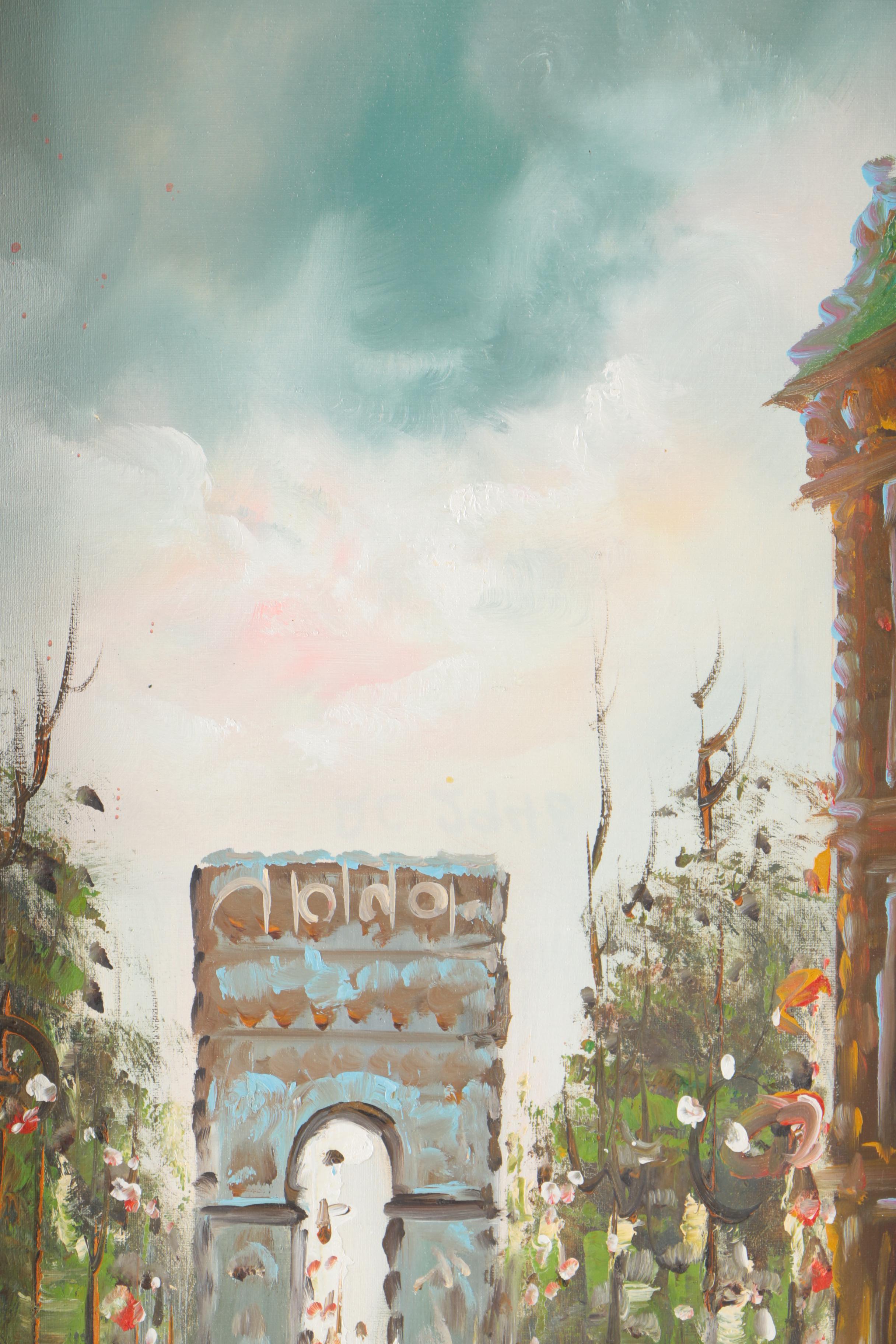 Puccini Oil Painting on Canvas of Parisian Scene