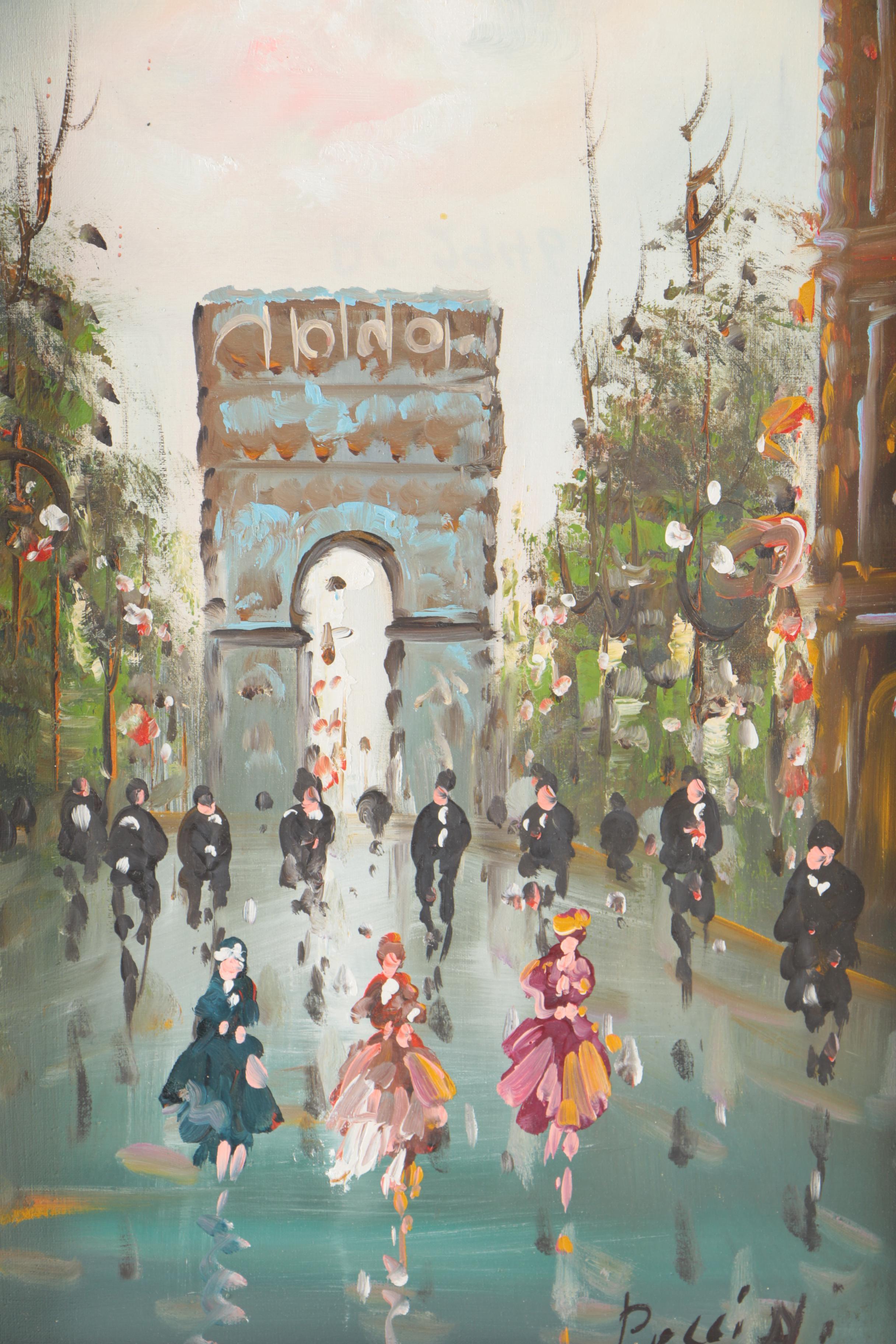 Puccini Oil Painting on Canvas of Parisian Scene