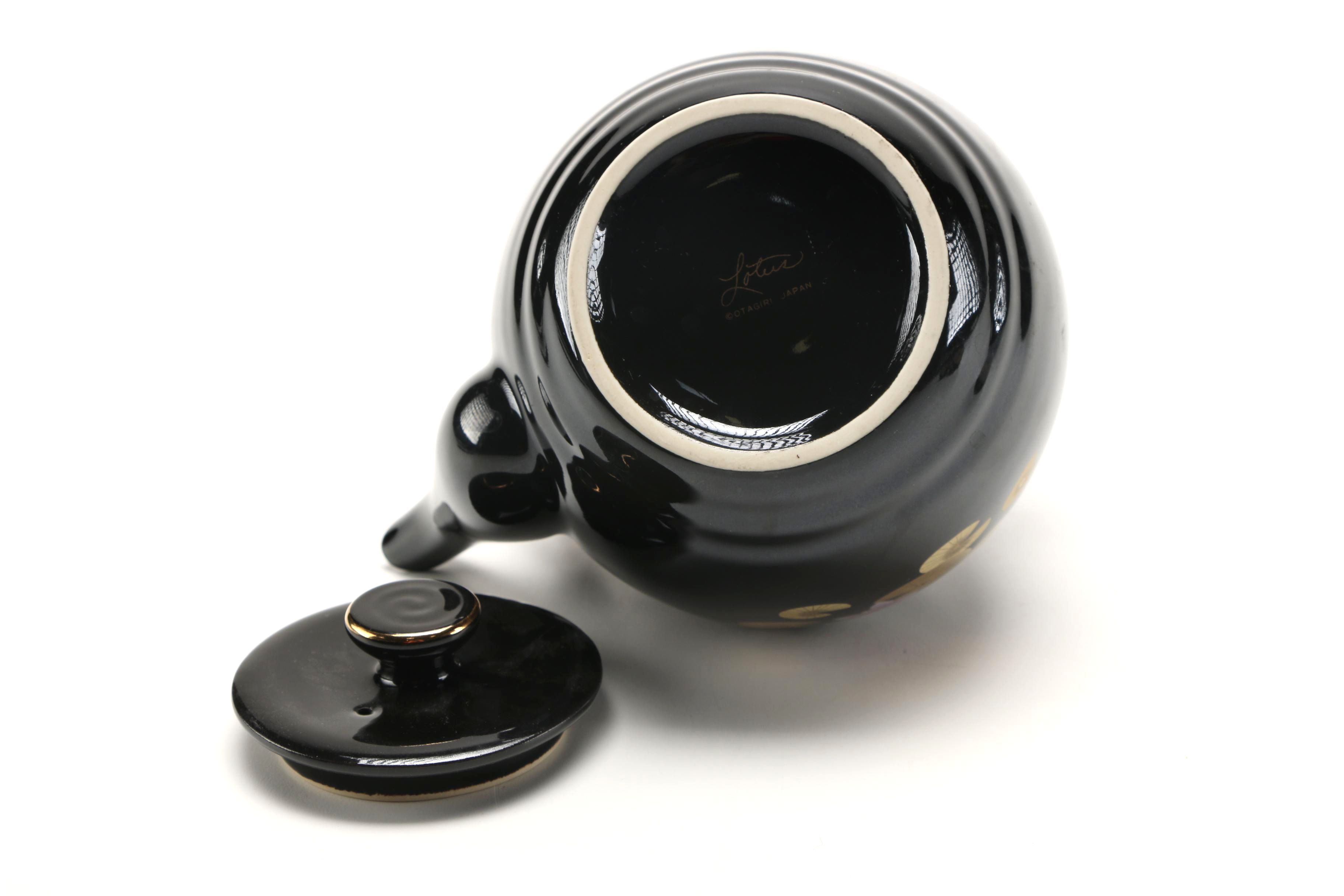 Japanese "Lotus" Black Ceramic Tea Set