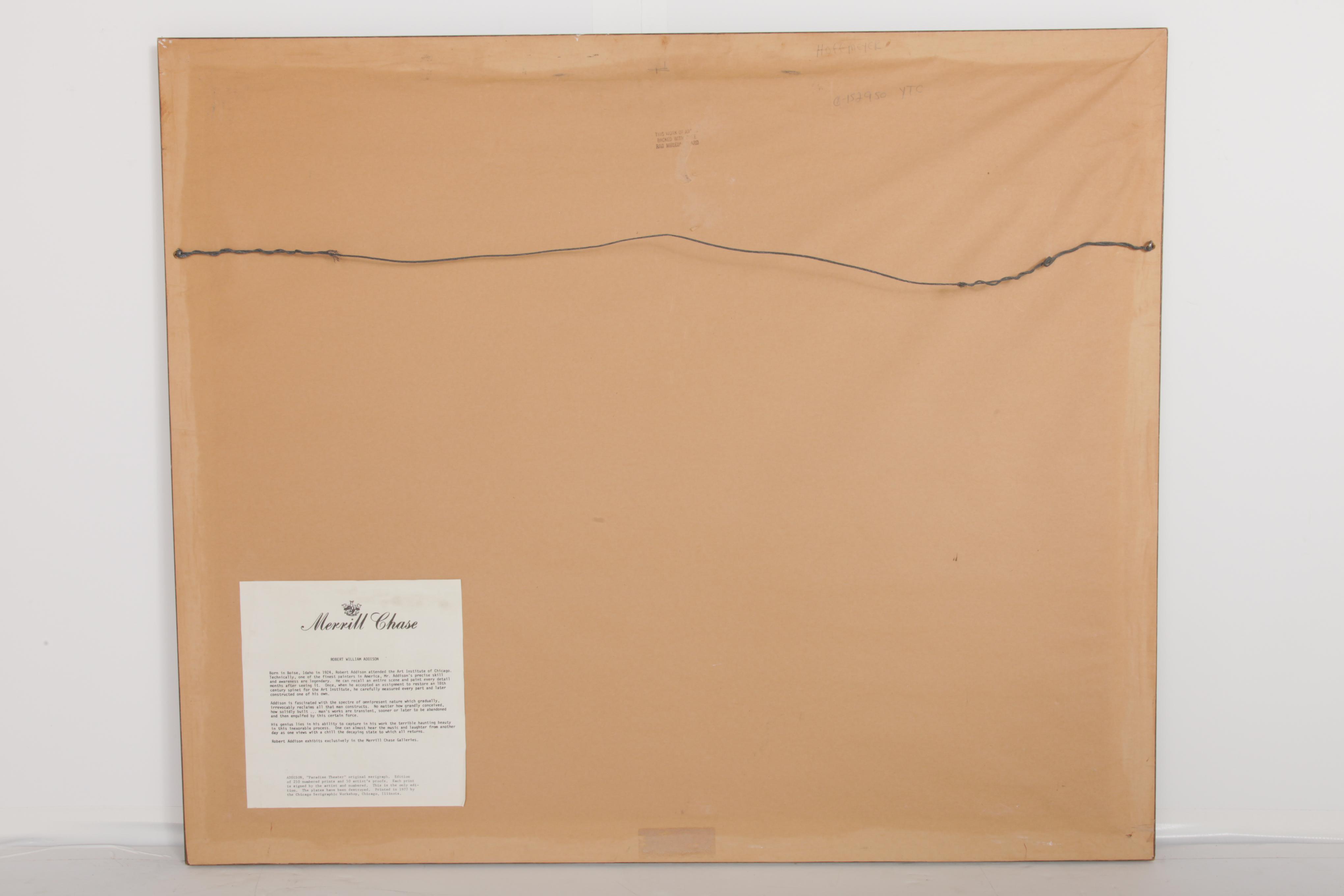 Robert W. Addison Limited Edition Serigraph on Paper "Paradise Theater"