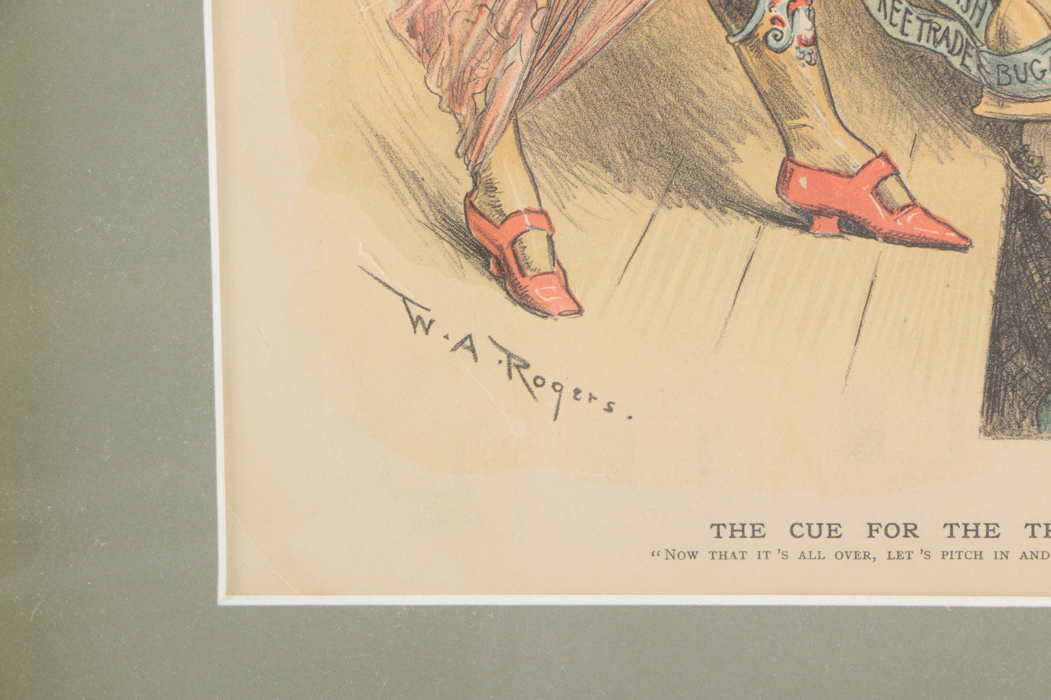 Lithograph After William Allen Rogers "The Cue"