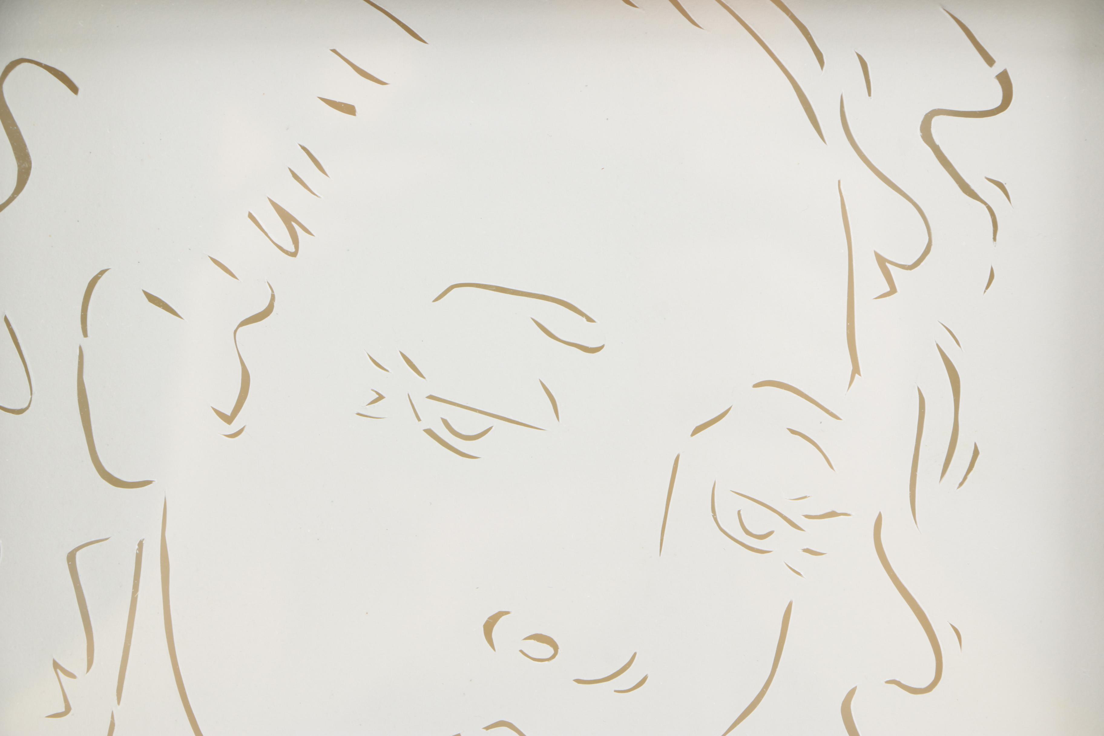 Signed Stencil Cut Portrait of a Woman