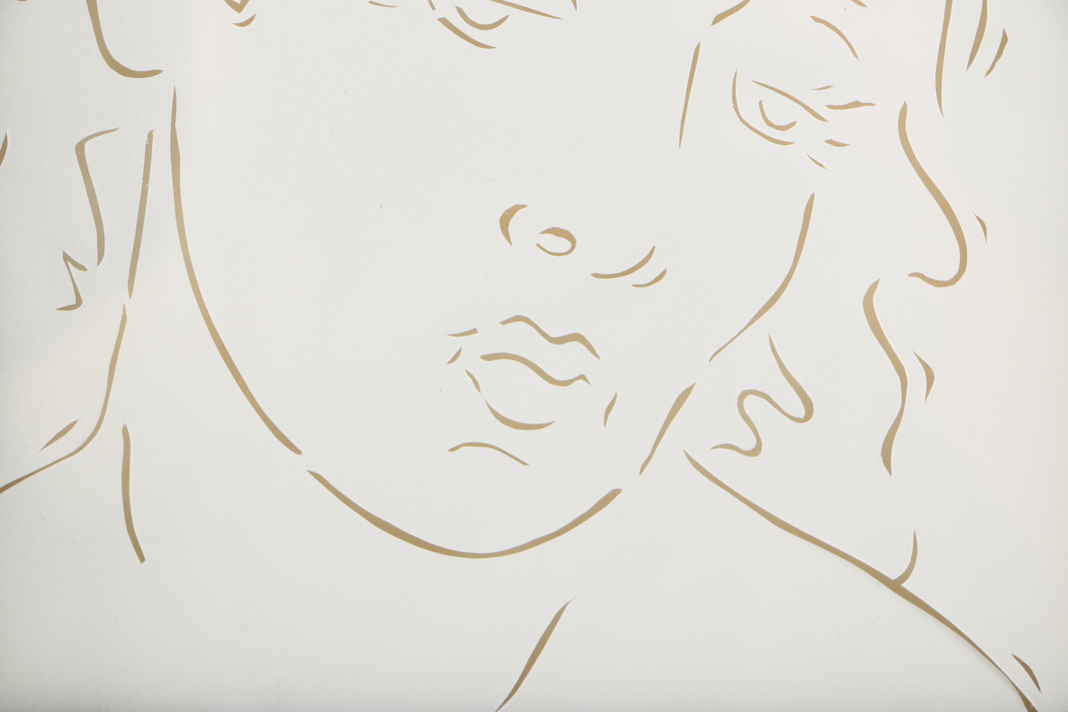 Signed Stencil Cut Portrait of a Woman