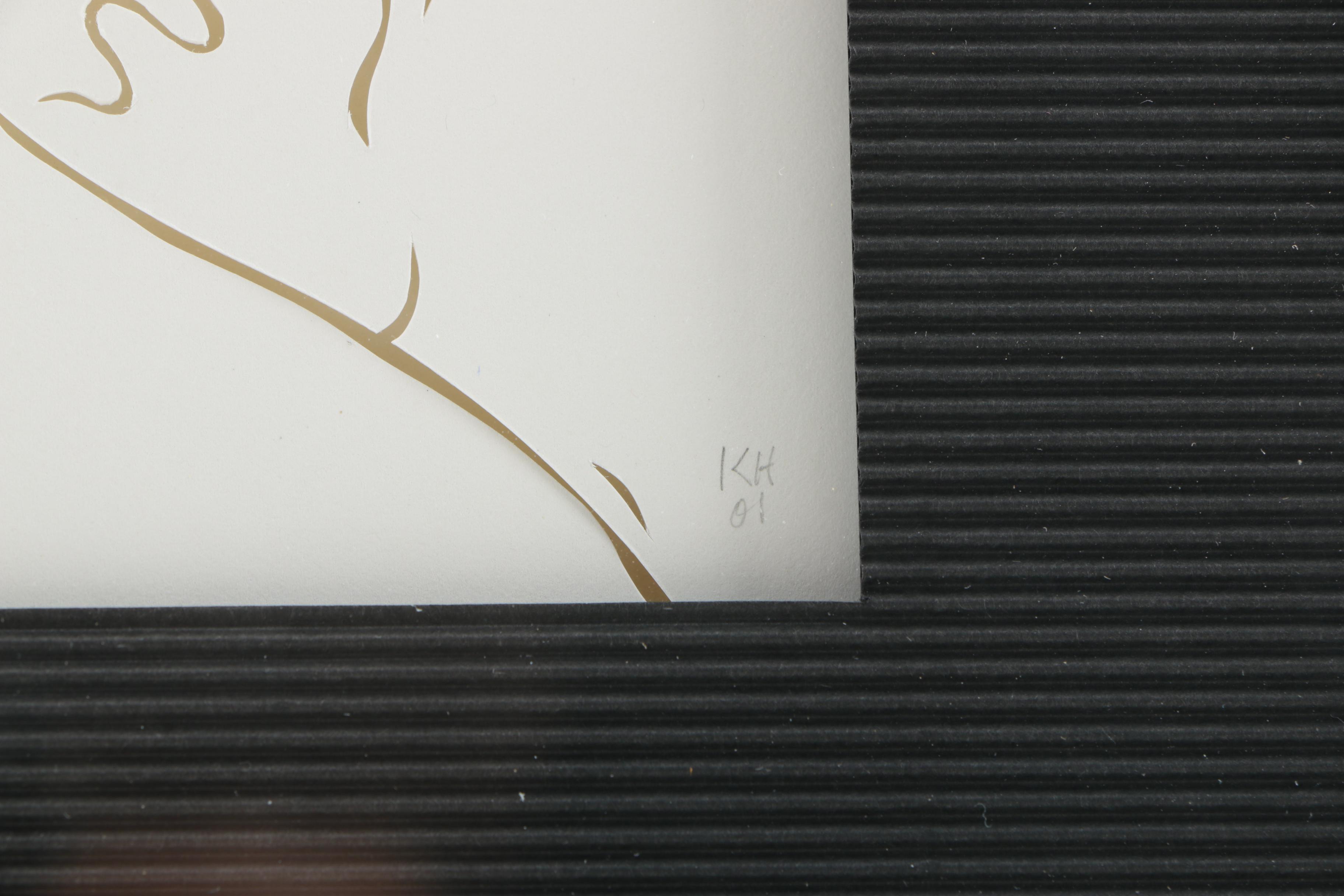 Signed Stencil Cut Portrait of a Woman