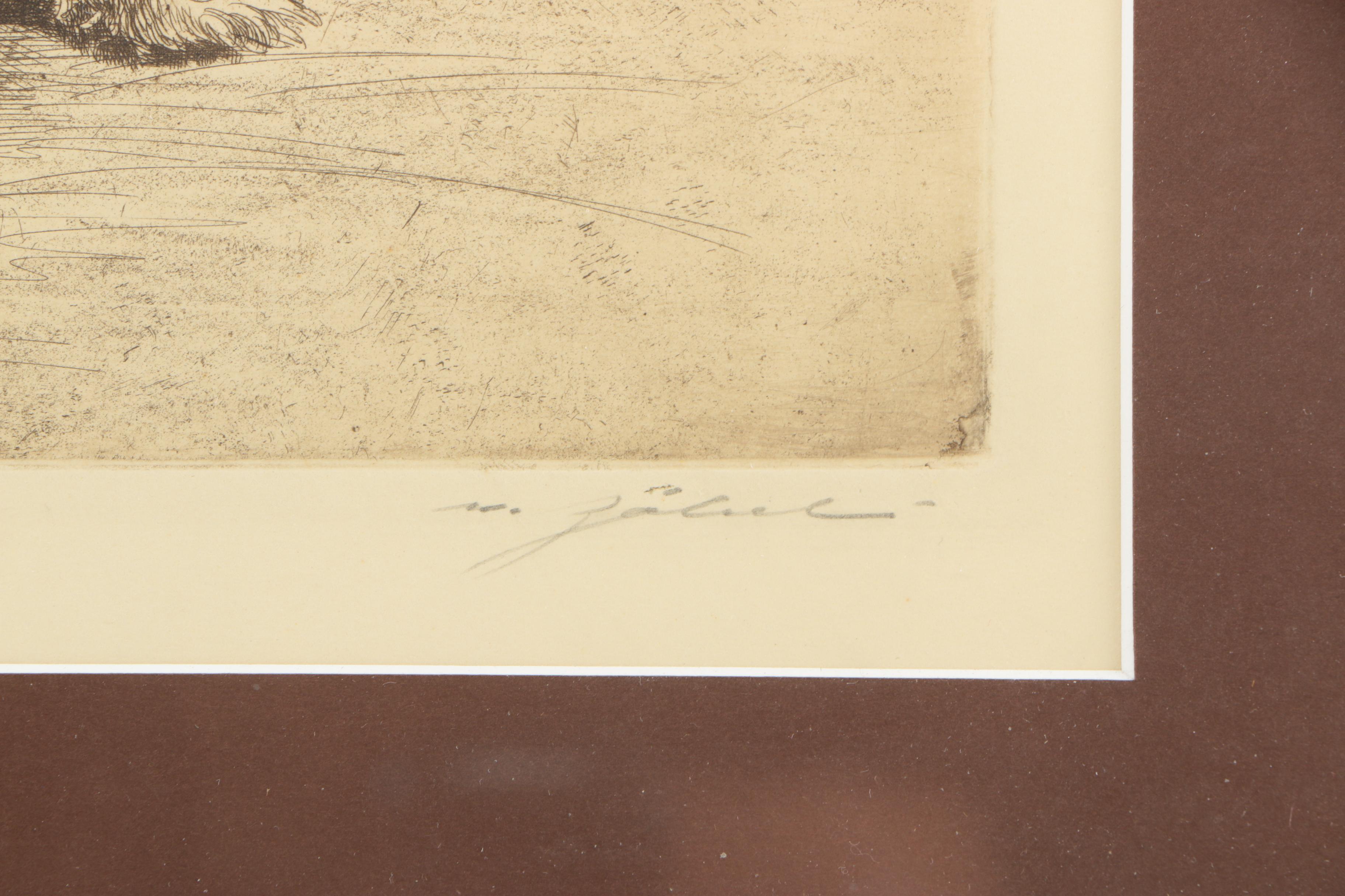 M. Zobeti Etching of Three Terriers