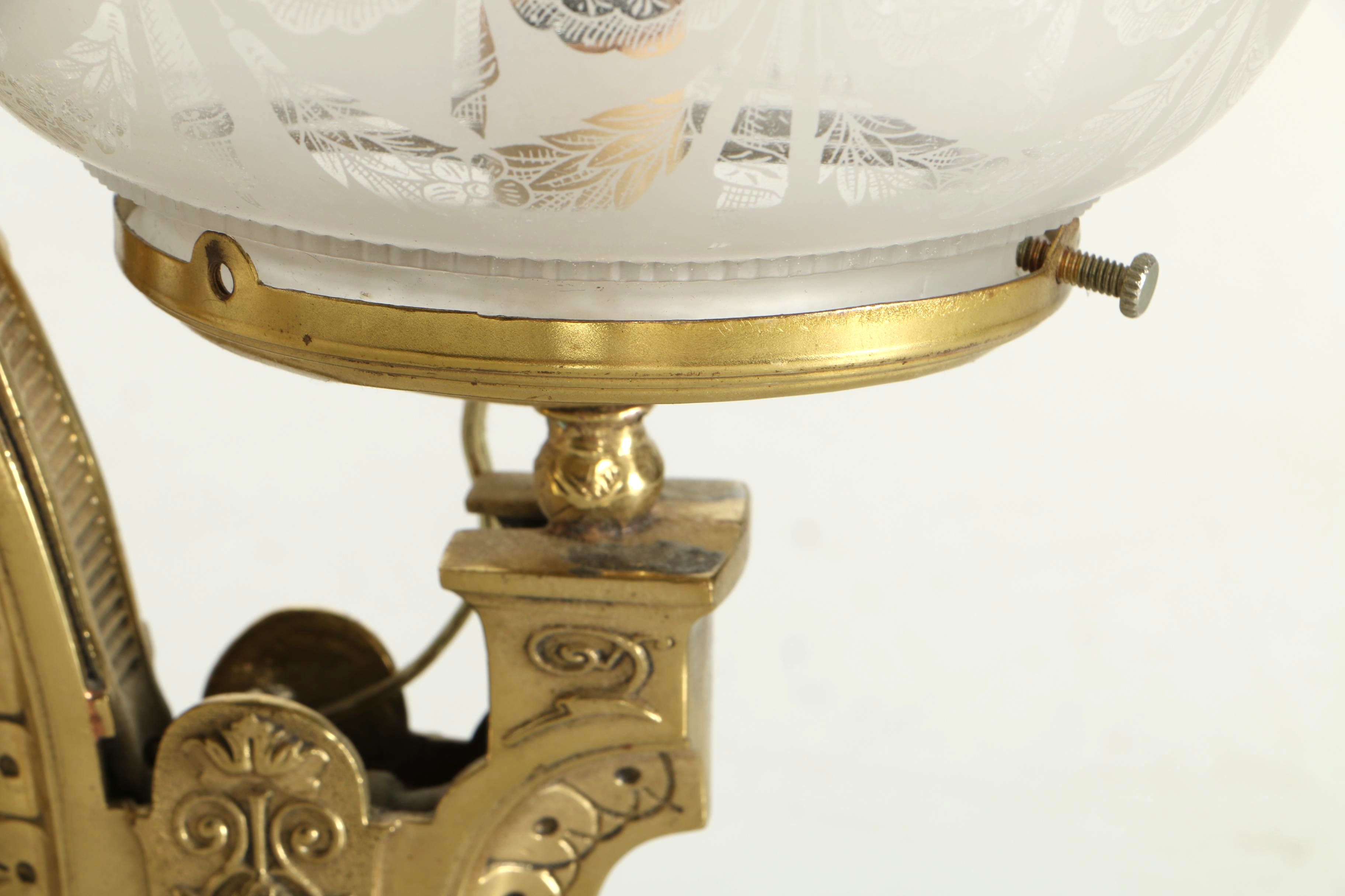 Glass Shade Brass Hanging Chandelier