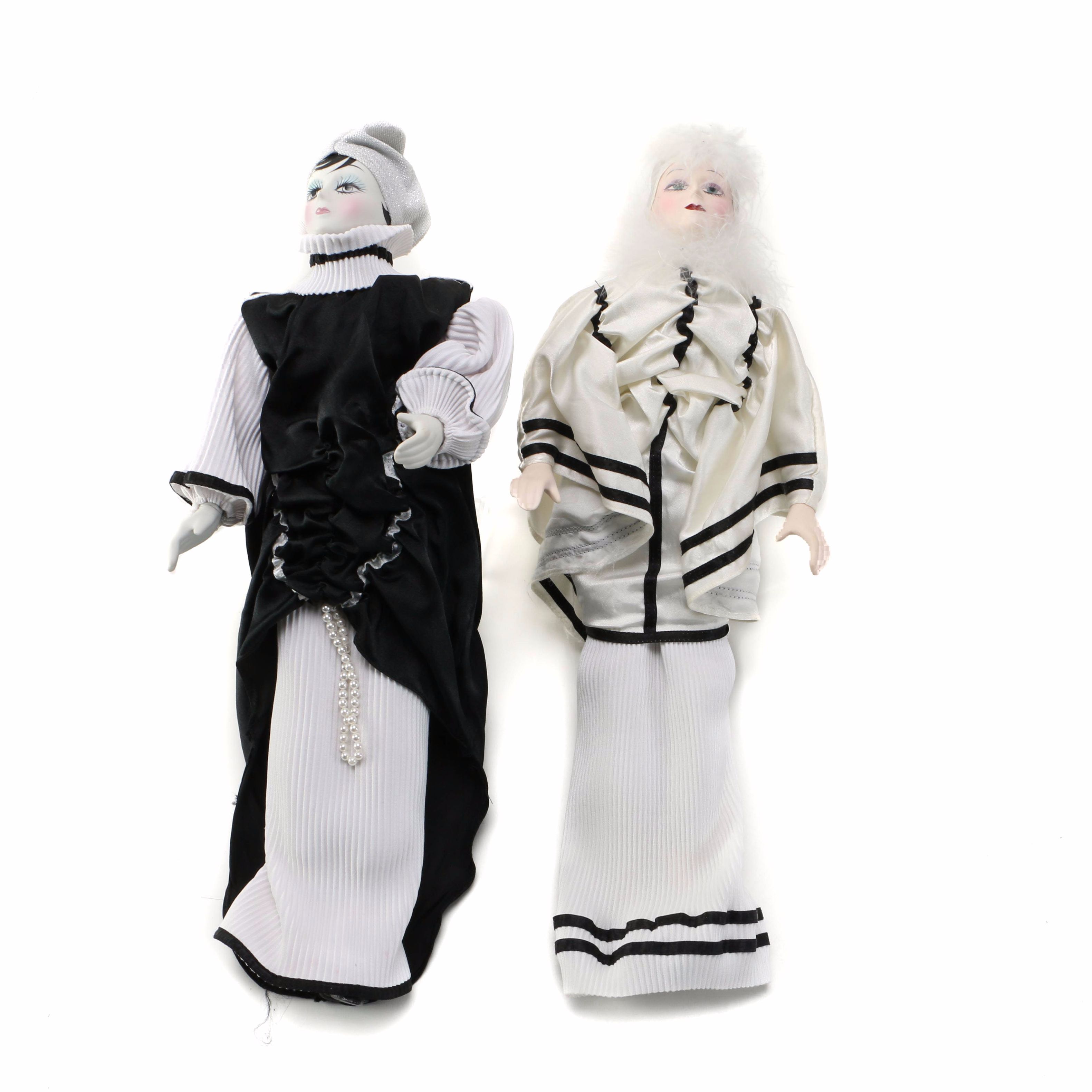 Stylized Porcelain Dolls with Cloth Bodies