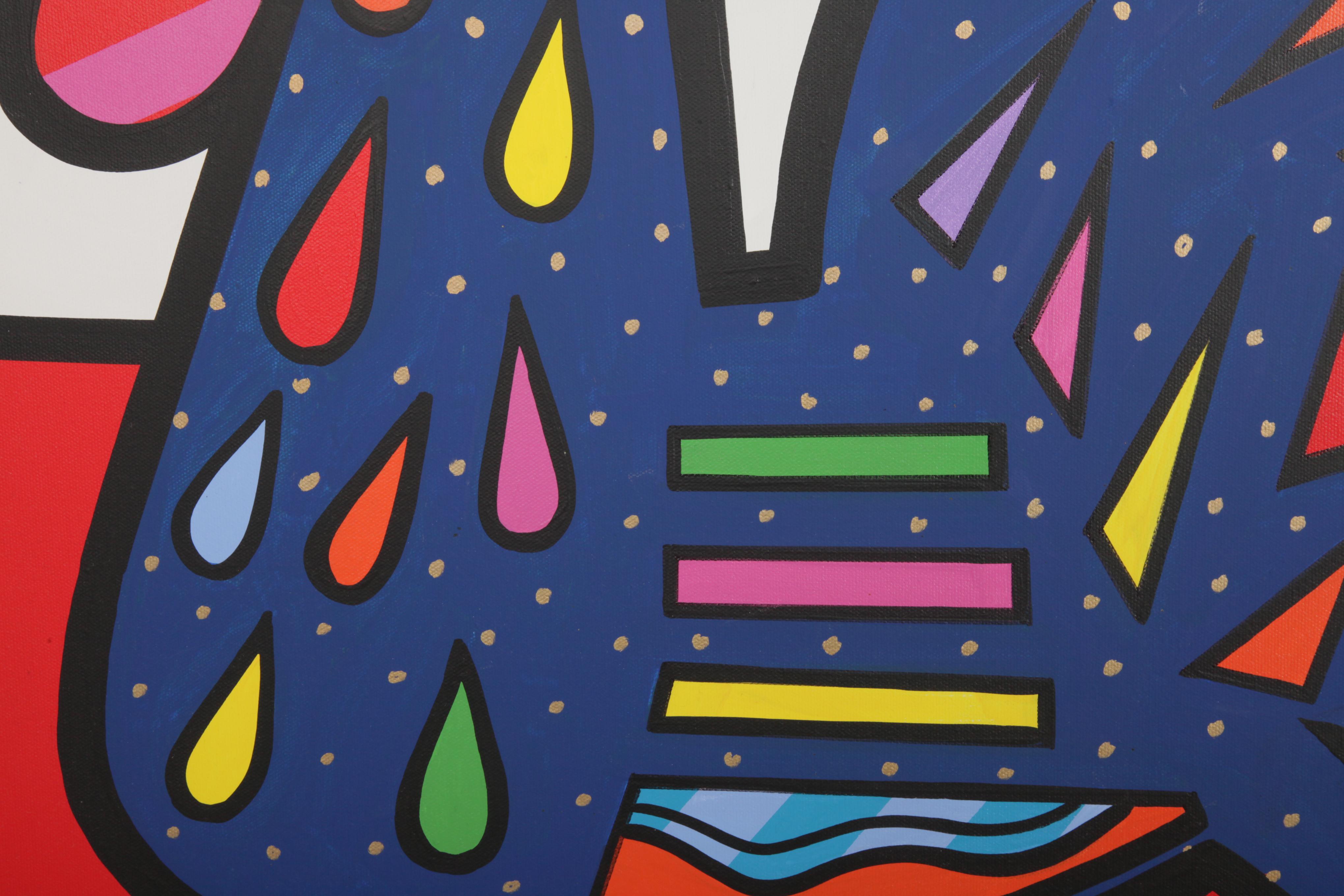 Valter Morais Acrylic Painting on Canvas of Rooster