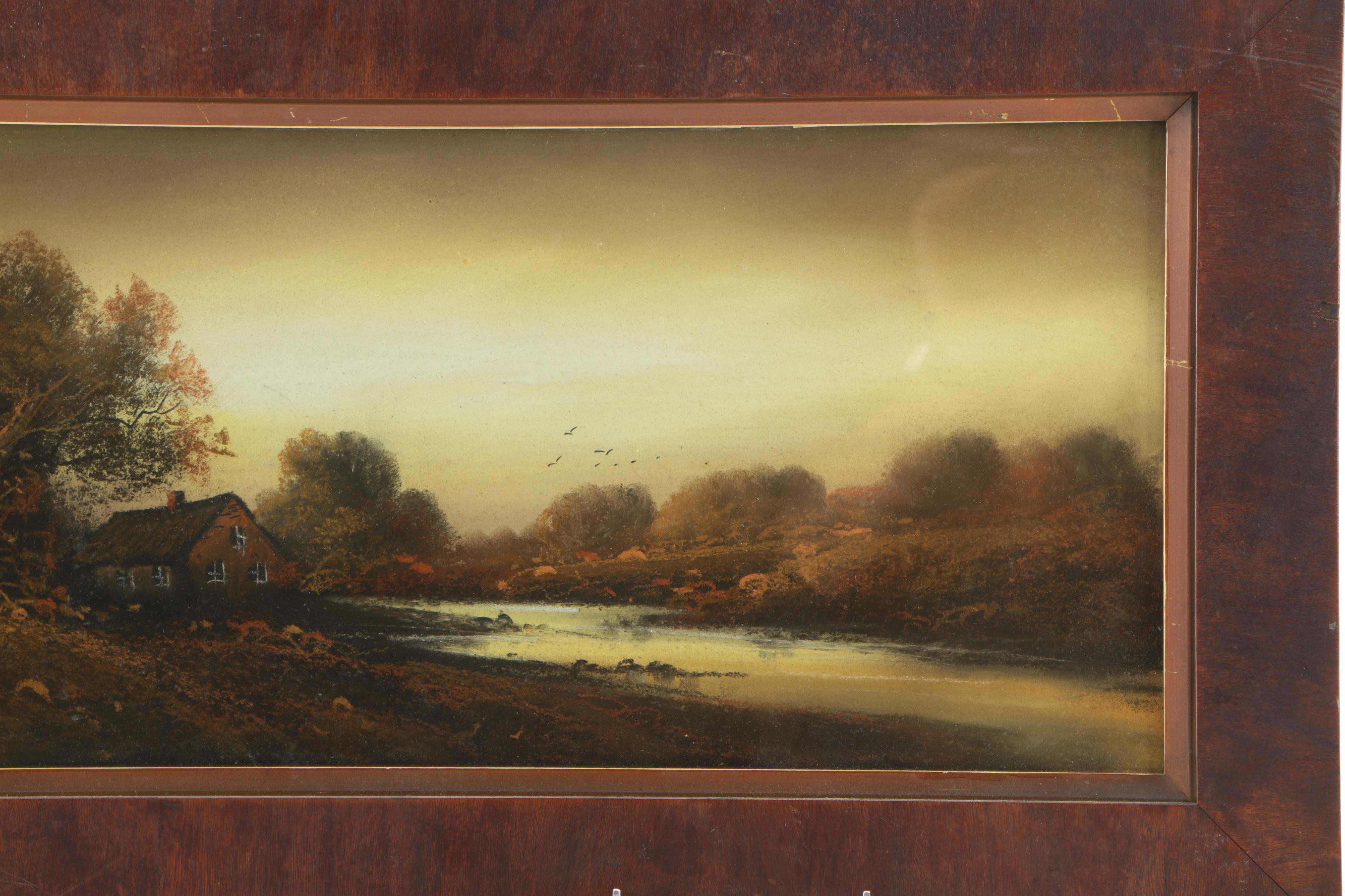 Pastel Drawing on Paper of Waterfront House