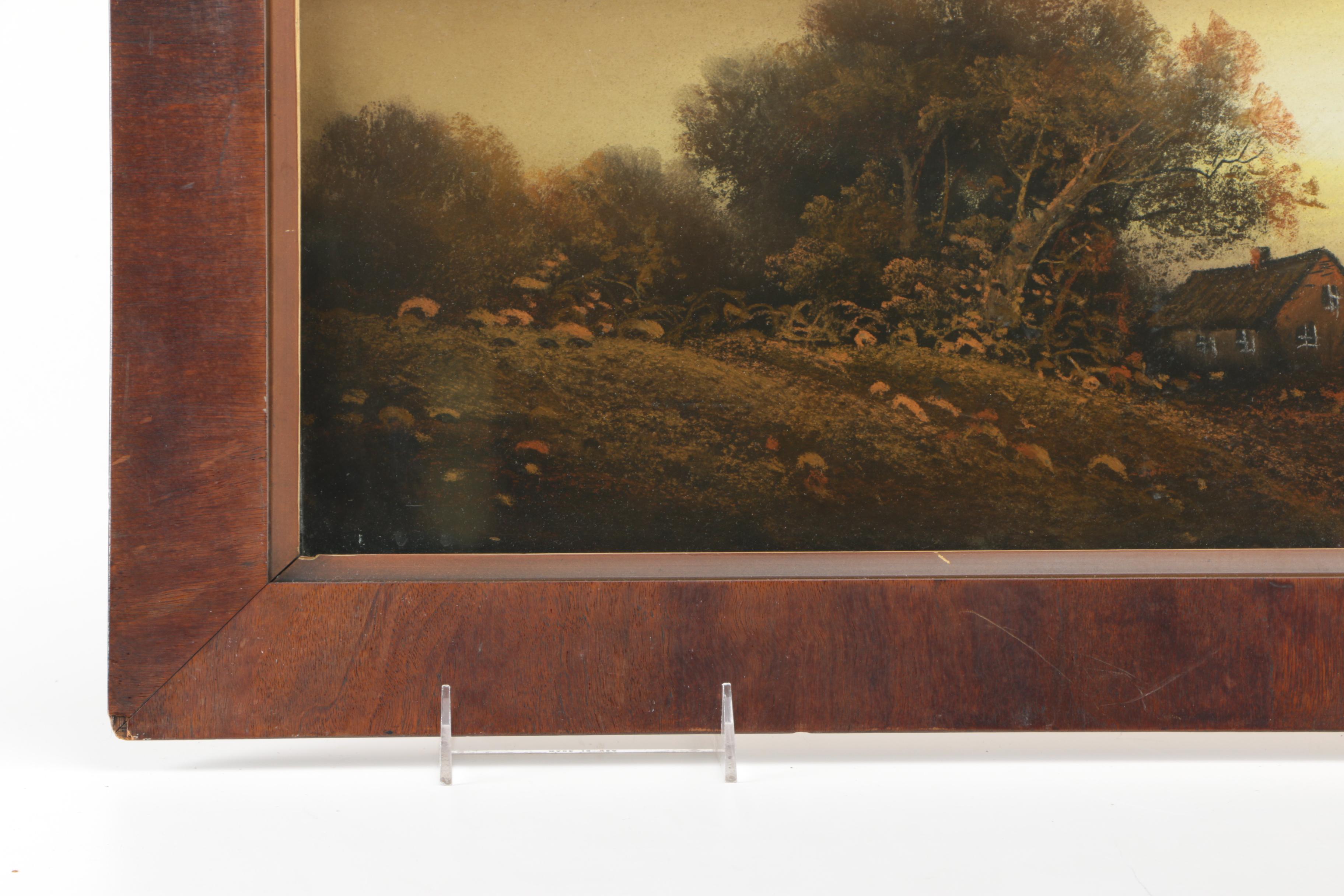 Pastel Drawing on Paper of Waterfront House