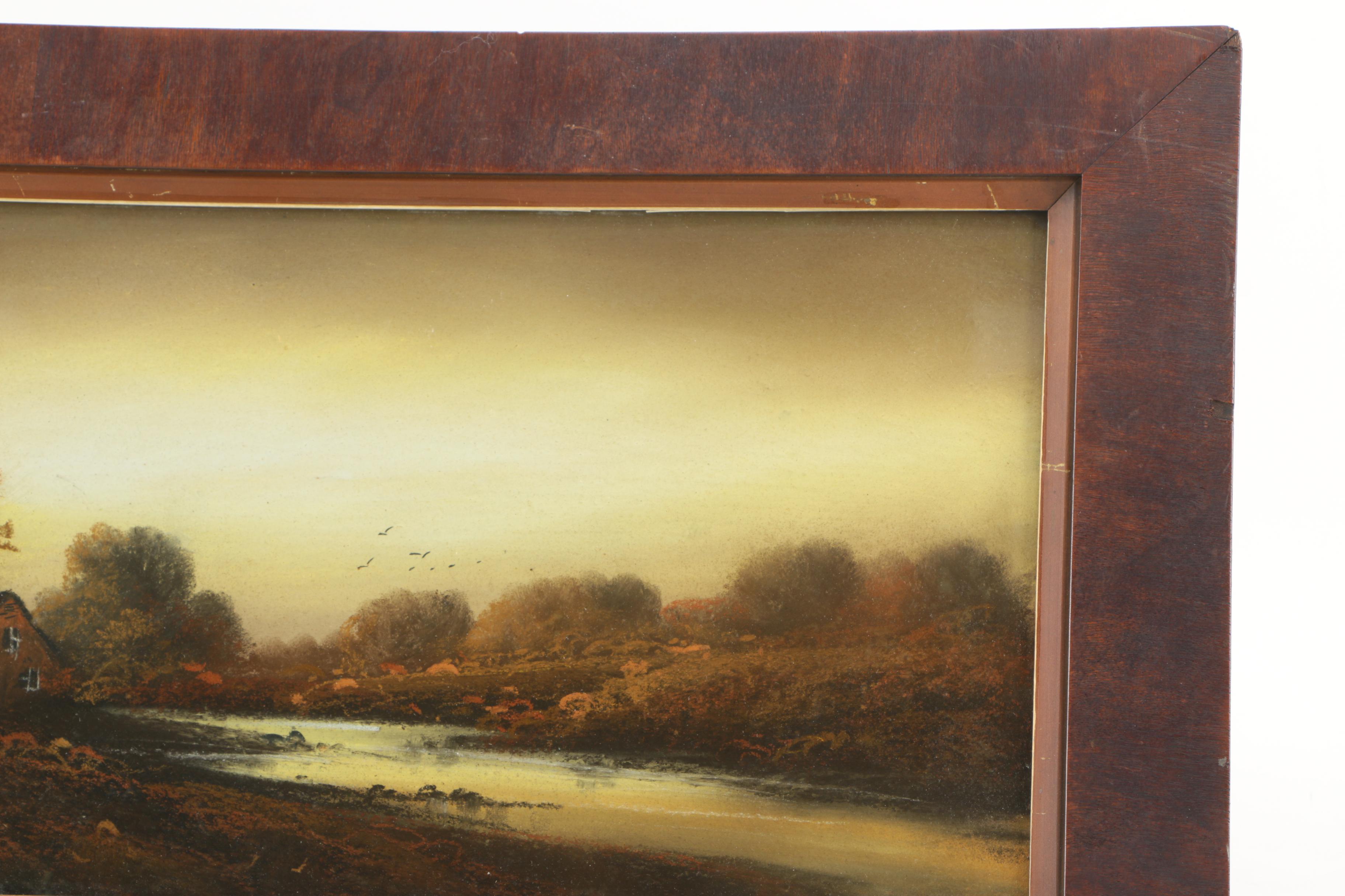 Pastel Drawing on Paper of Waterfront House