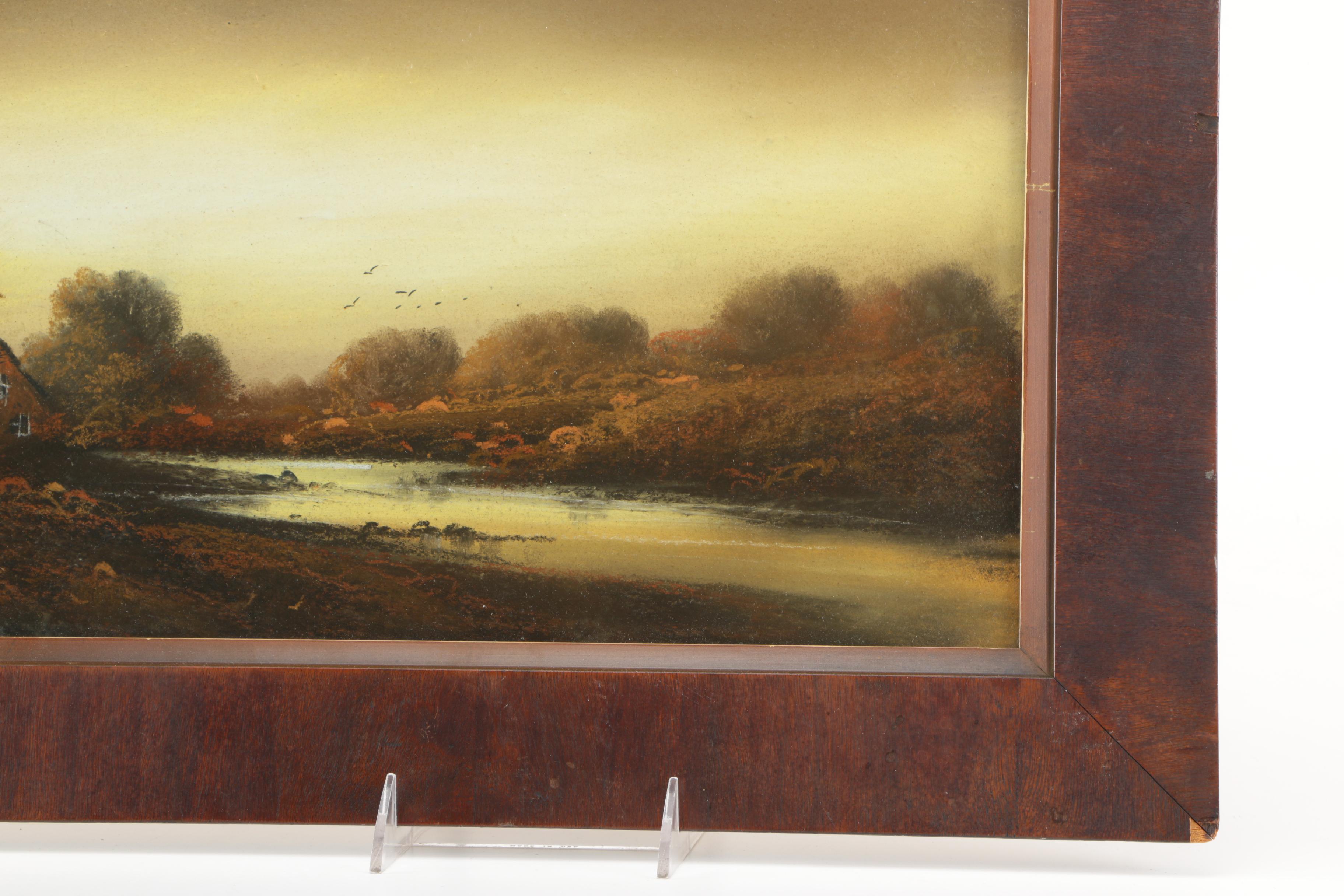 Pastel Drawing on Paper of Waterfront House