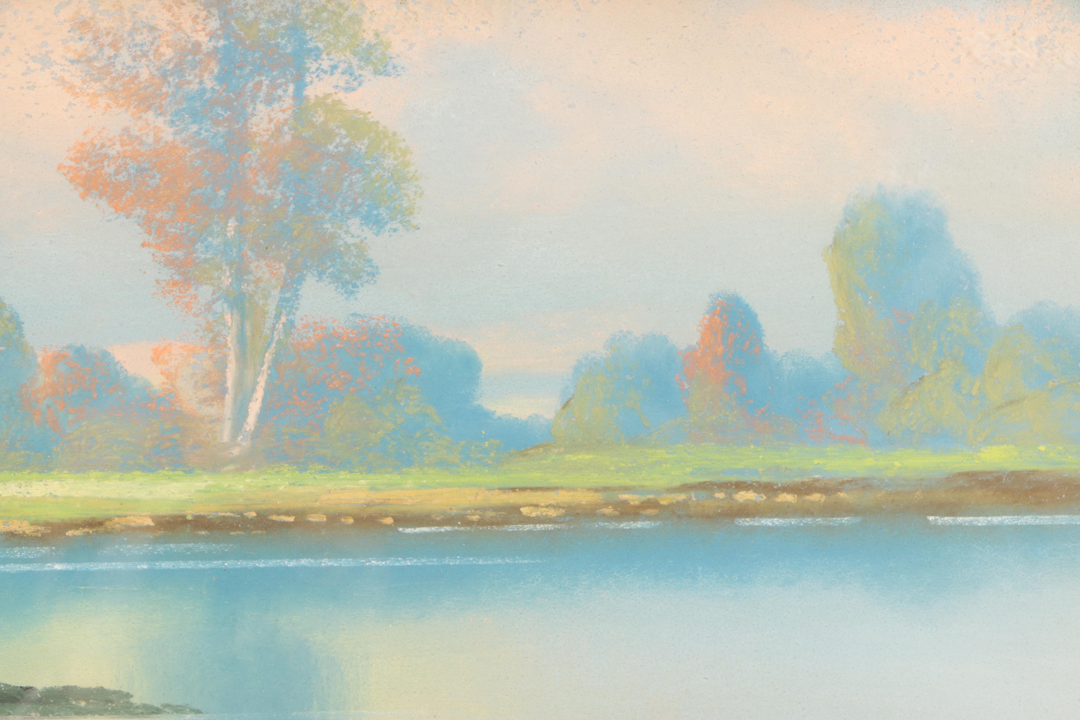 E. Matthews Pastel Drawing of Riverside Forest