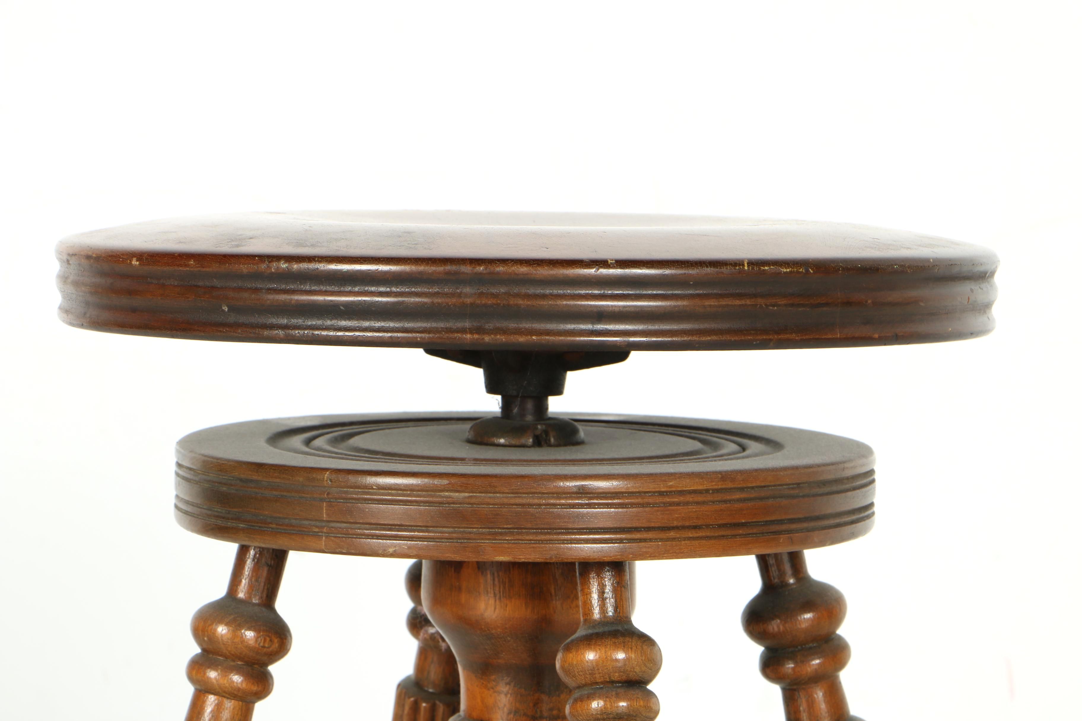 Antique Walnut Piano Stool by Dominion Organ and Piano Co. Ltd.