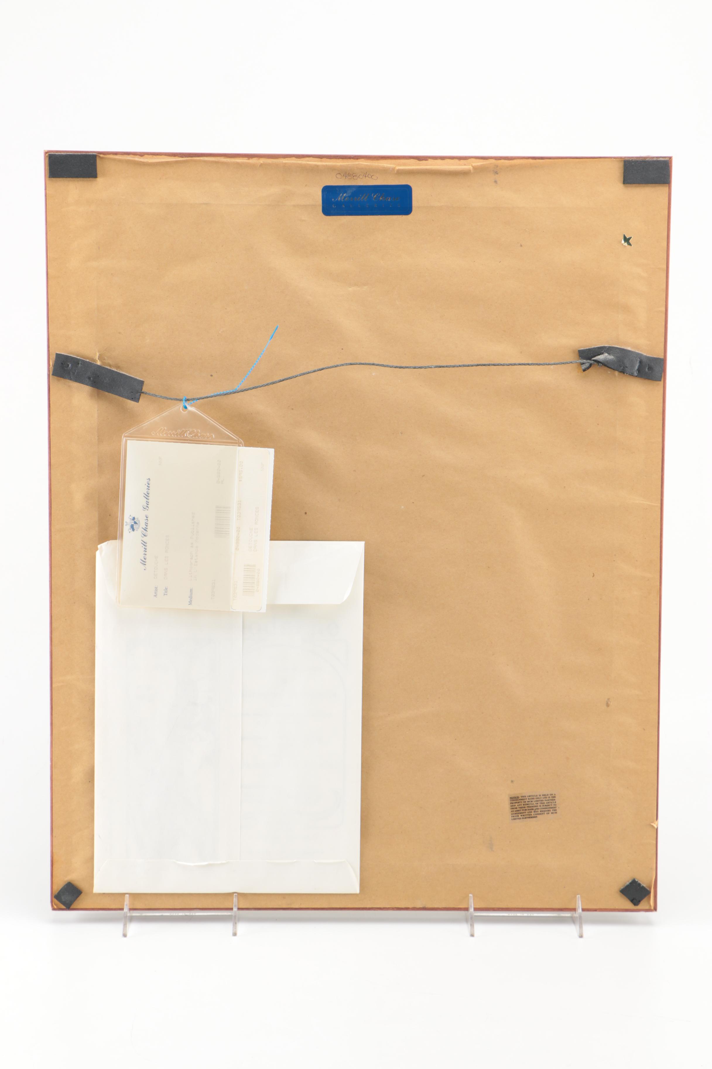 Henry Detouche Stone Lithograph "Dans Les Ronces"