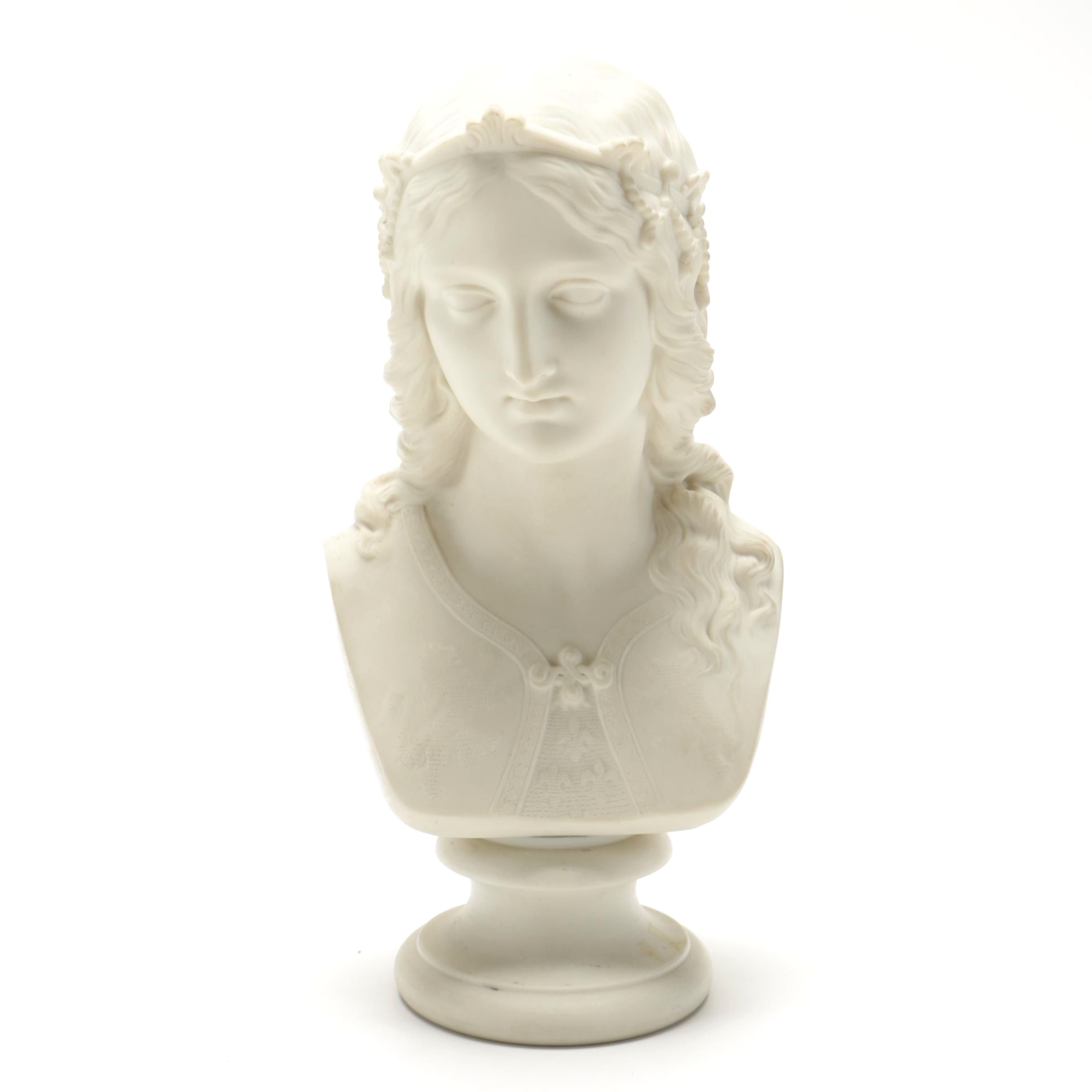 1865 Copeland Parian Bust Depicting "Enid"