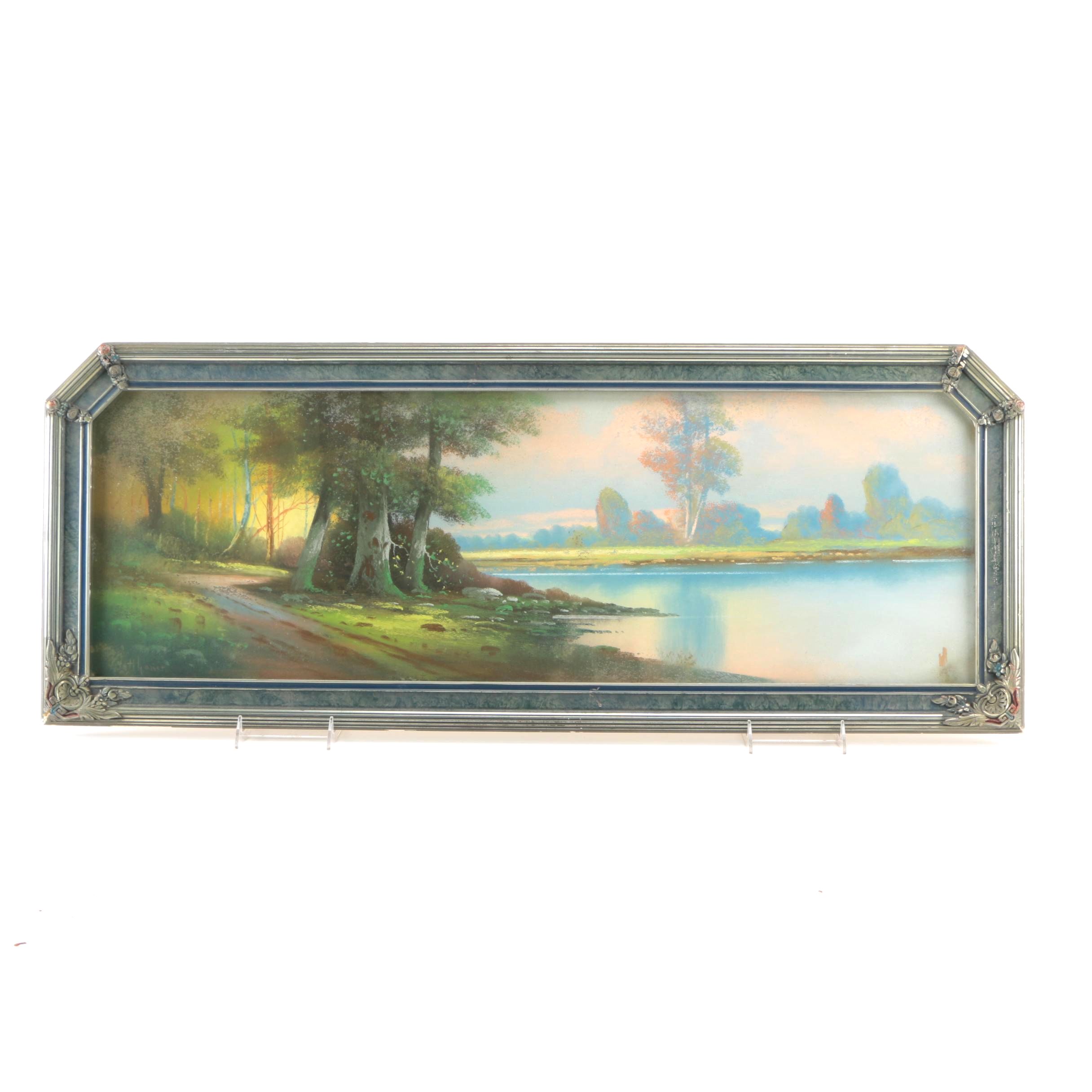 E. Matthews Pastel Drawing of Riverside Forest