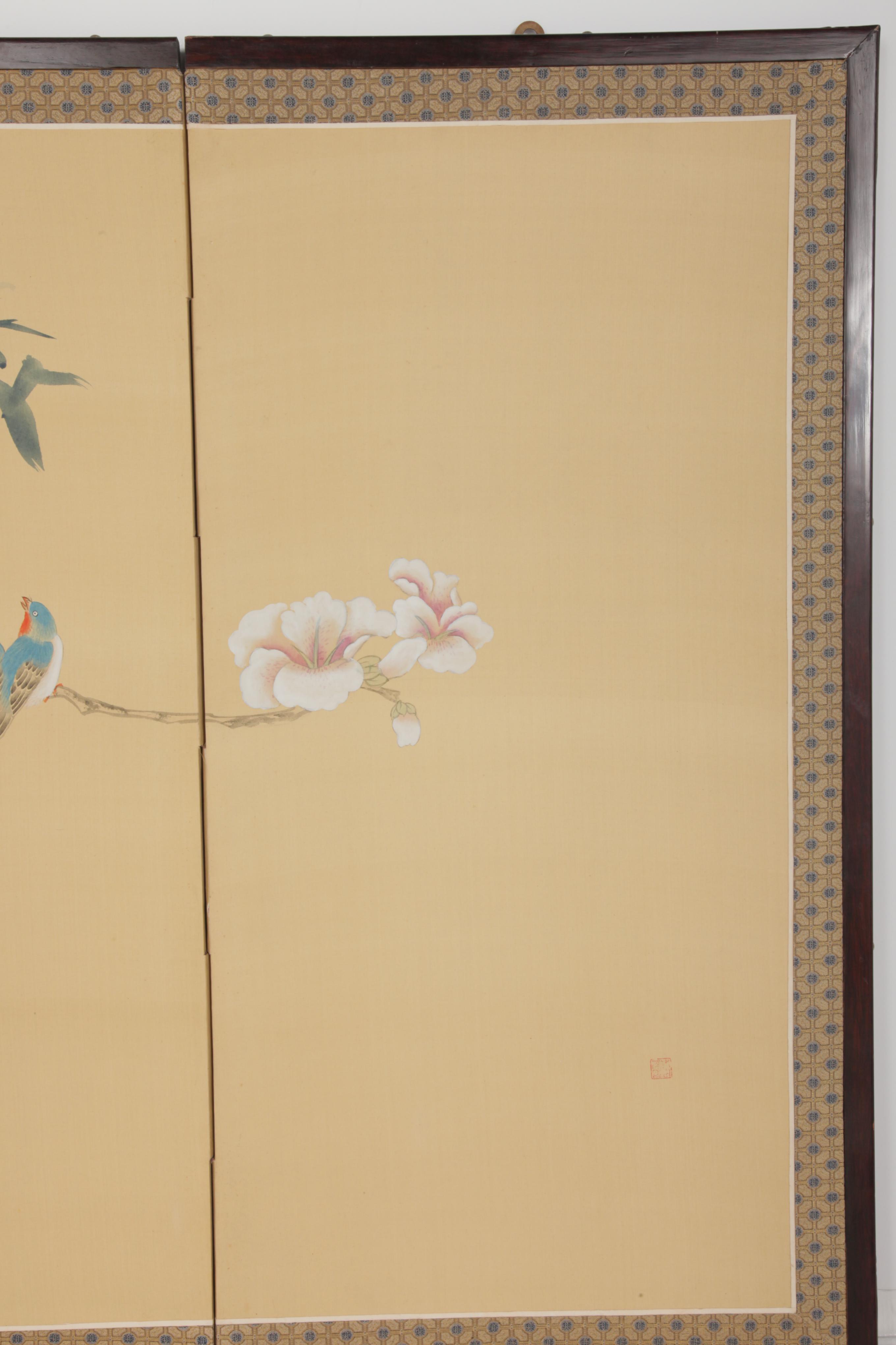 Chinese Hand-Painted Folding Screen
